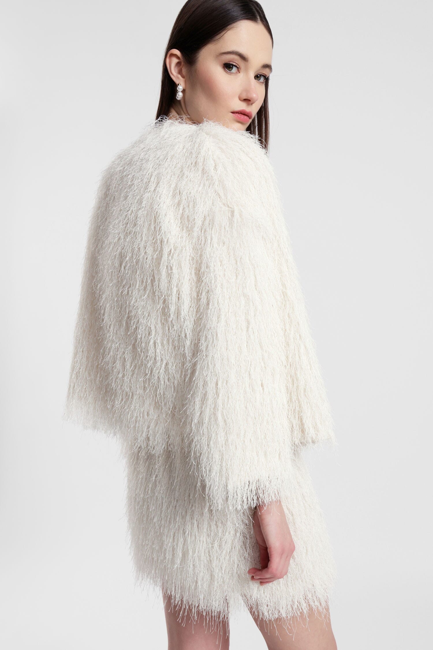 Blazer Corto Effetto Pelliccia Con Maniche Ampie Dixie