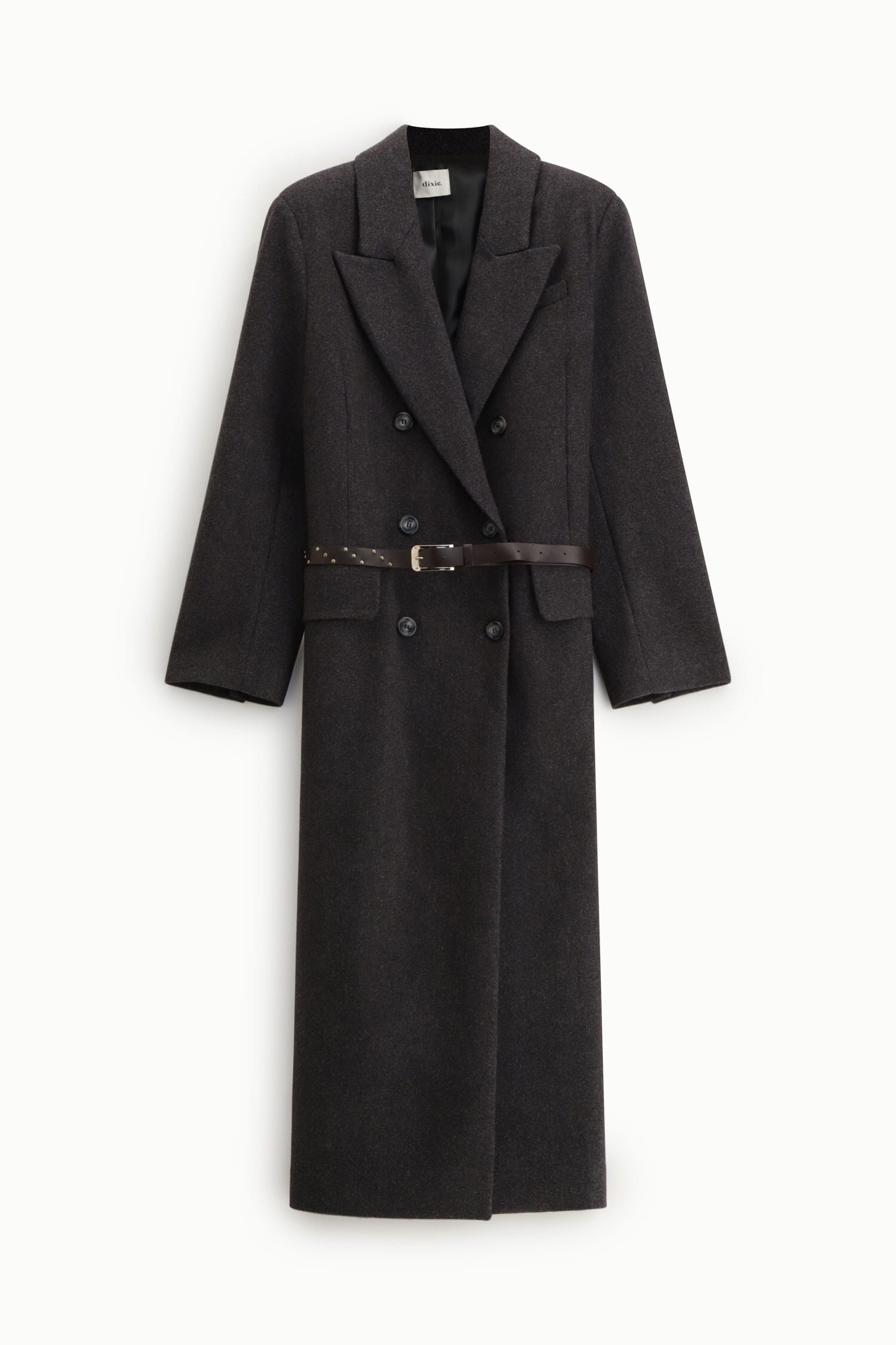 Cappotto Doppio Petto Lungo Con Cintura Borchiata Dixie