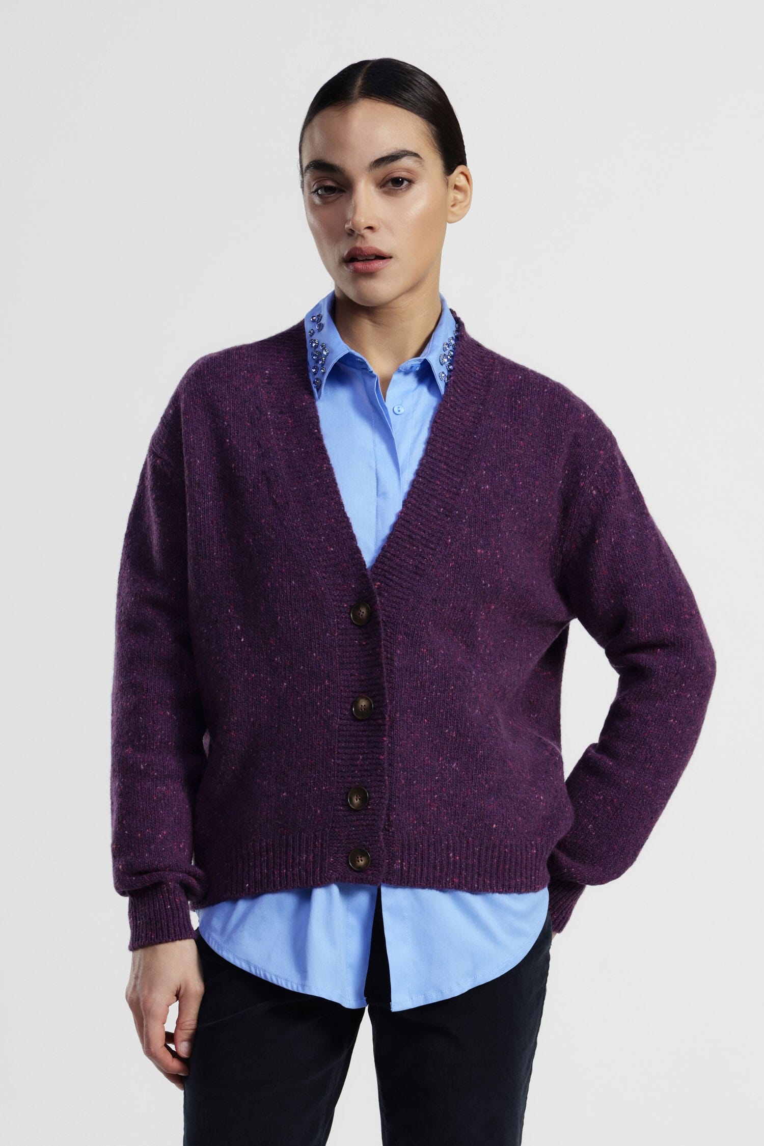 Cardigan Con Bottoni E Motivo Puntinato Dixie