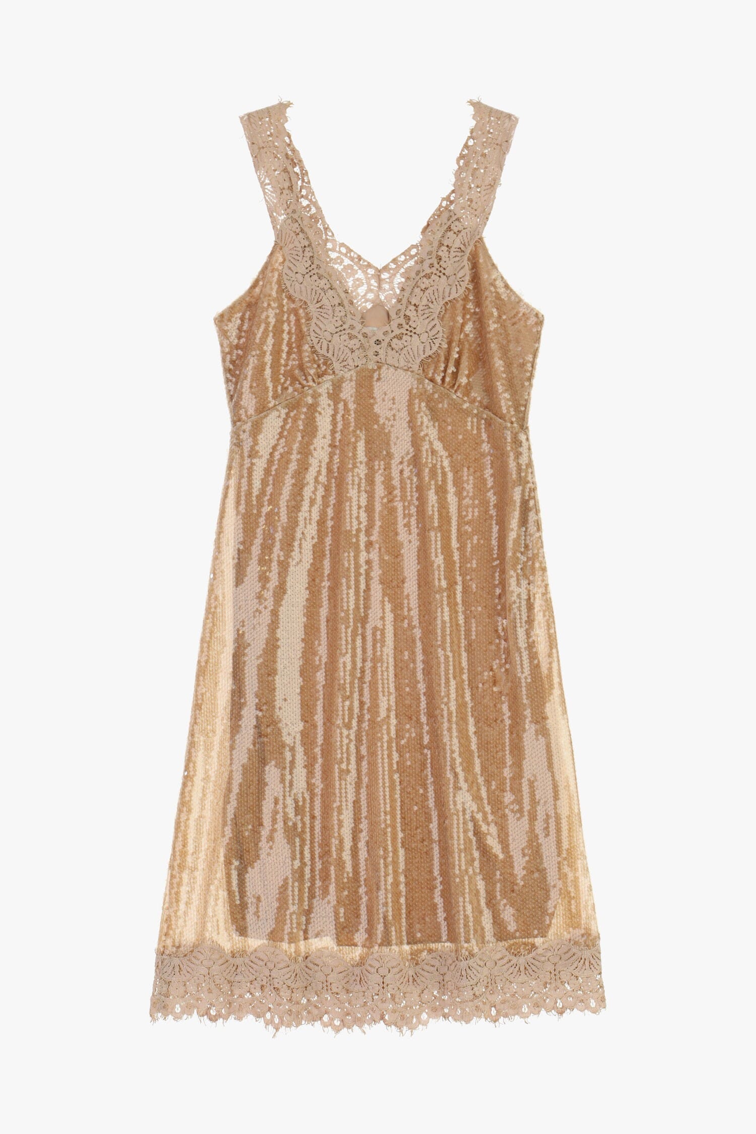 Abito Corto Con Paillettes E Bordi In Pizzo Dixie