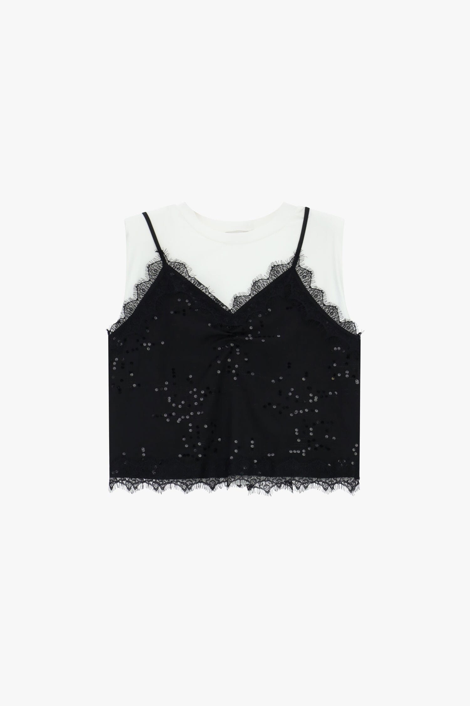 Top Doppio Effetto Con Paillettes E Inserti In Pizzo Dixie