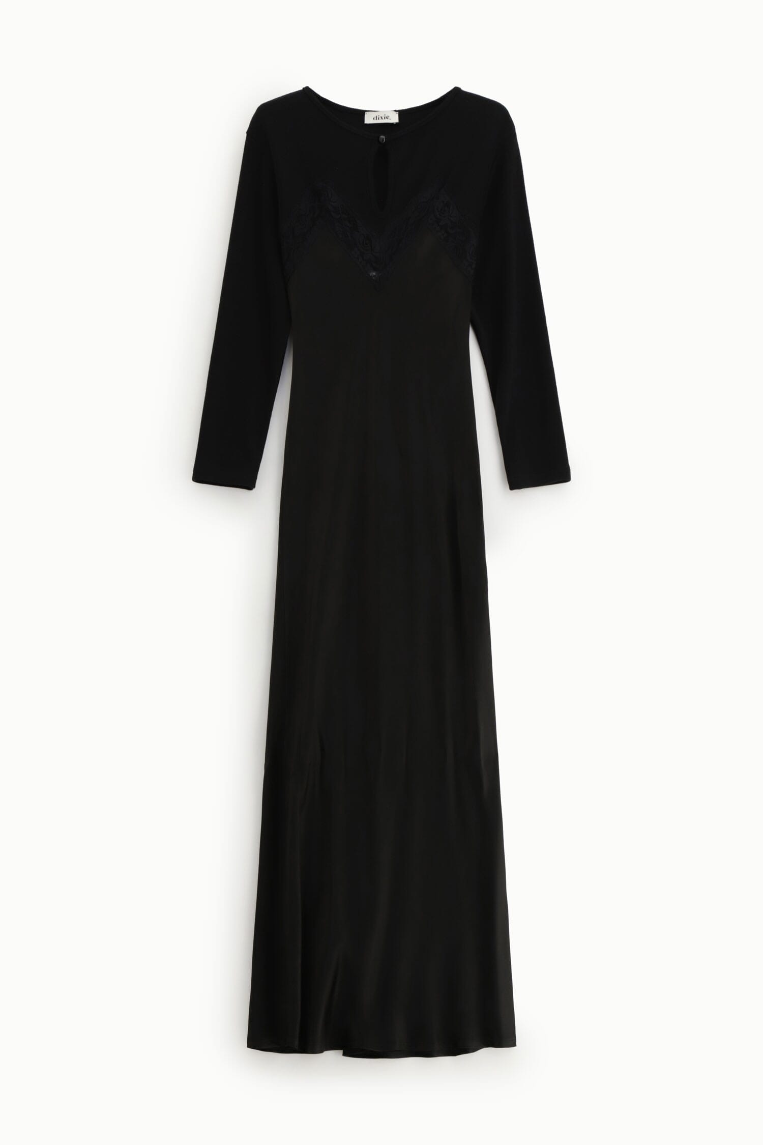 Abito Lungo Con Inserti In Pizzo E Maniche Lunghe Dixie