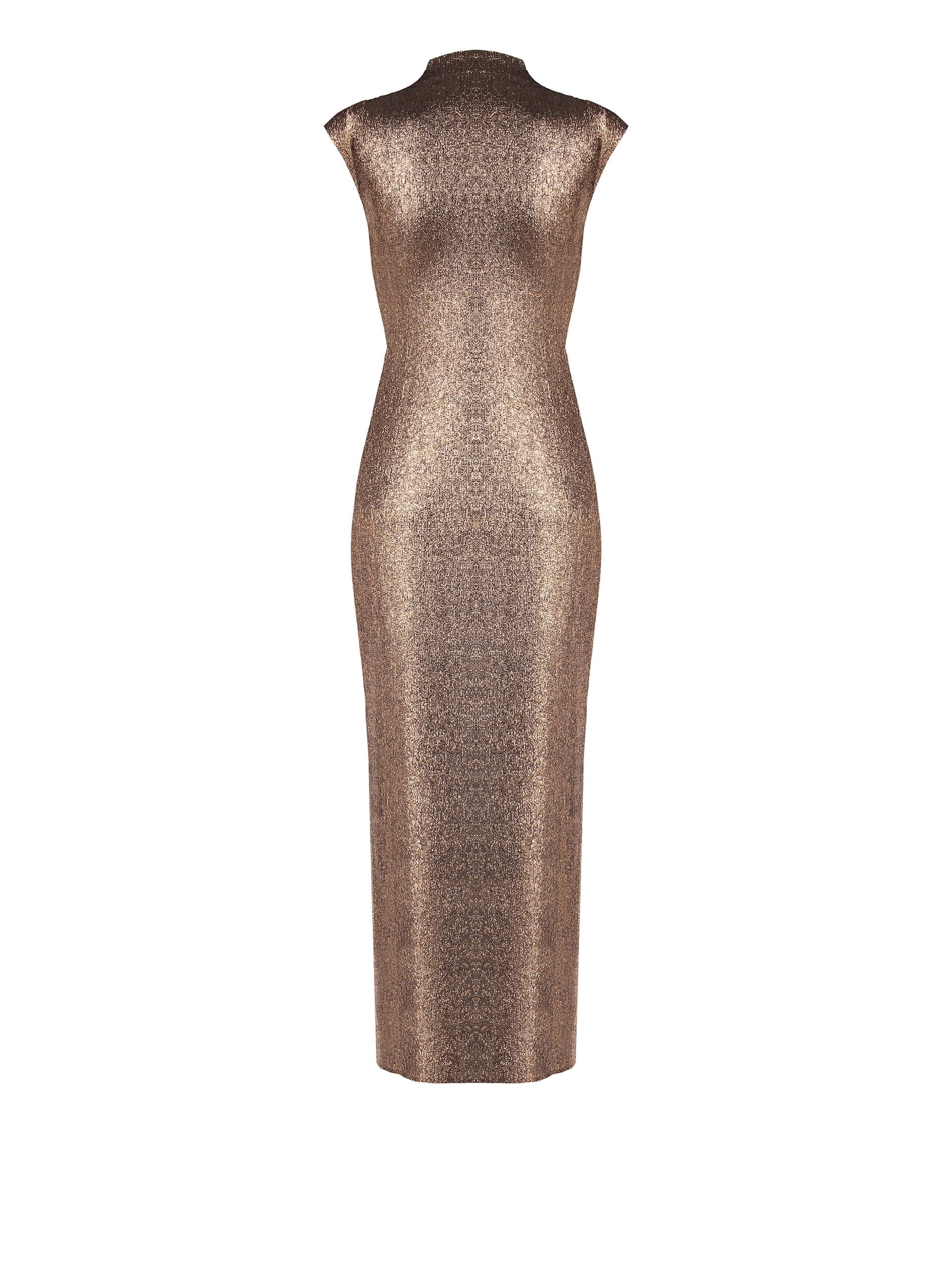 Longue robe ajustée en Lurex avec bretelles Rinascimento