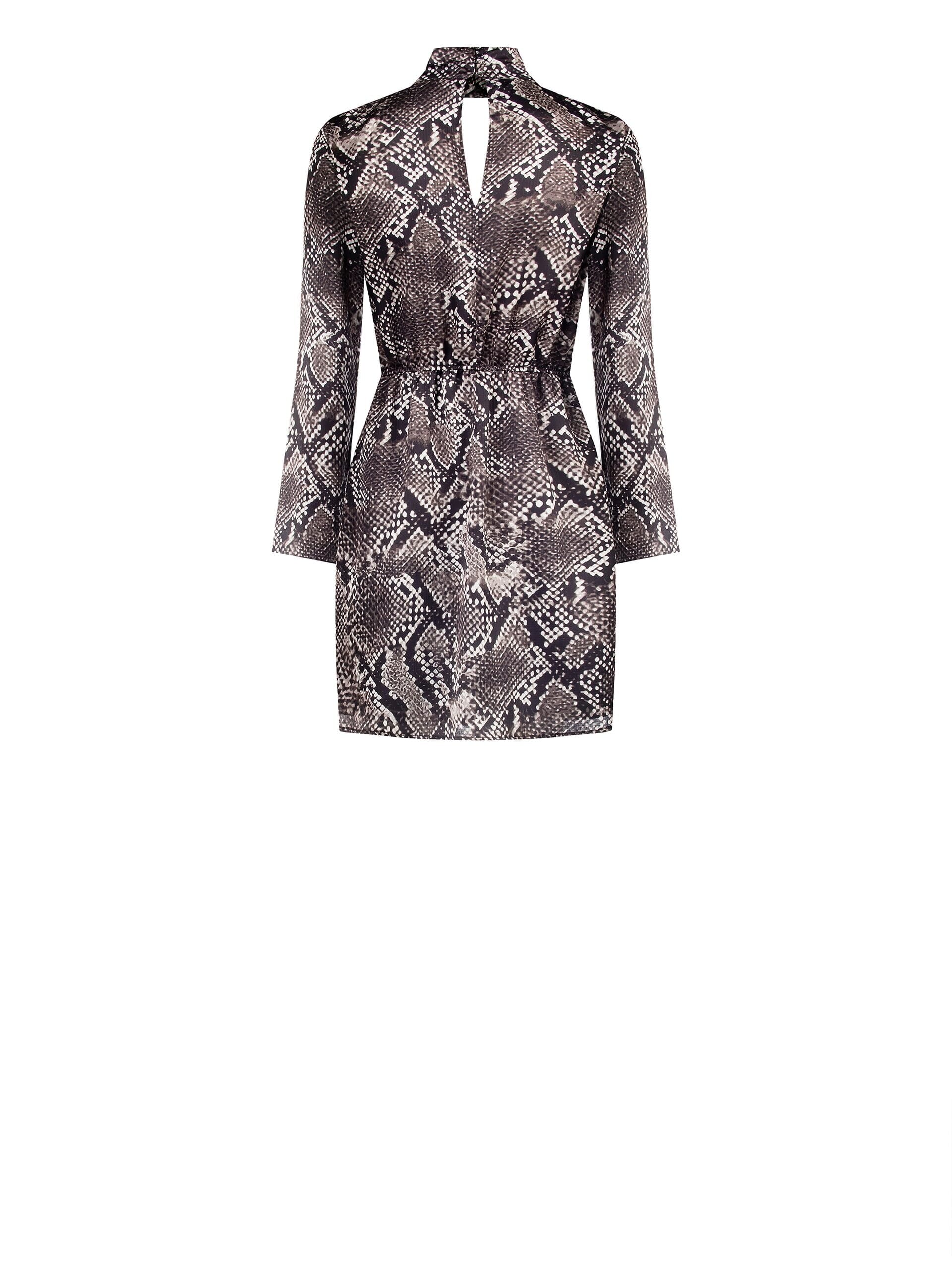 Abito Corto A Ruota In Raso Pitonato Con Scollo Incrociato Rinascimento