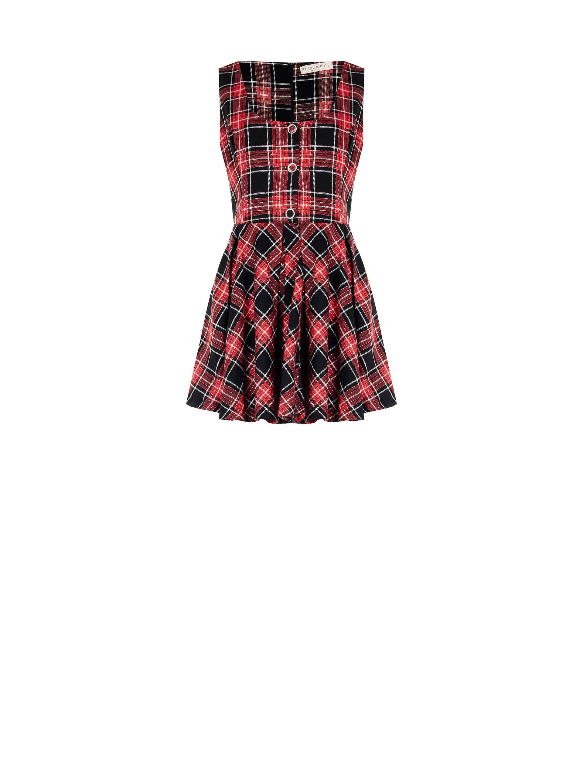 Short Tartan Wheel Dress With Glitter Effect Lurex Yarn Rinascimento