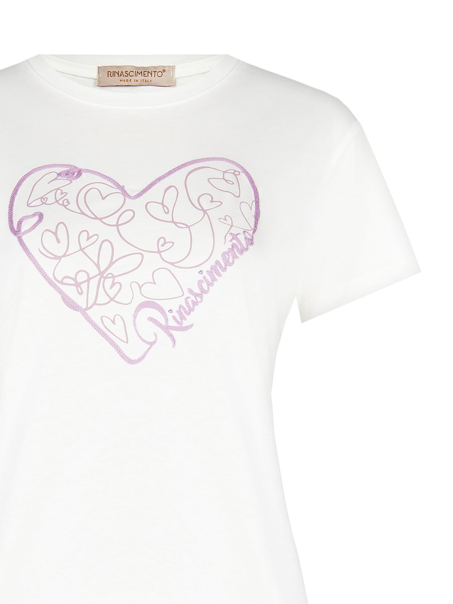 T-Shirt régulier en coton avec cœur brodé Rinascimento