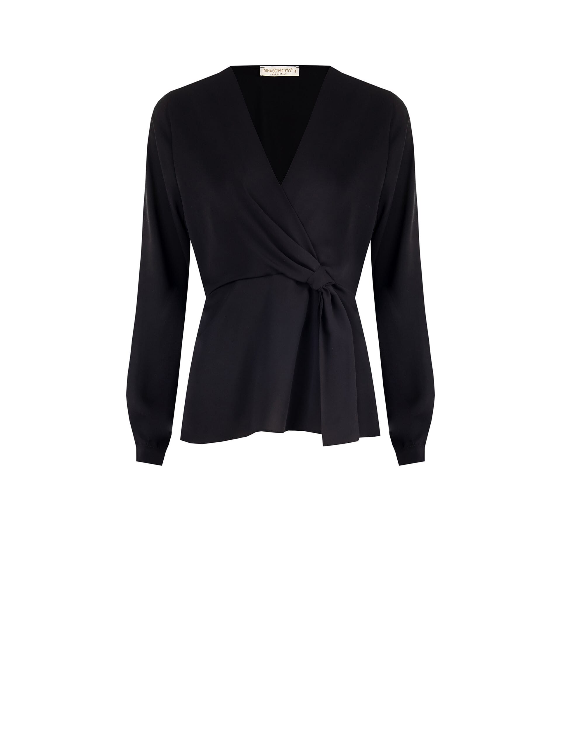 Rinascimento Opaque Satin Cross V-neck Blouse