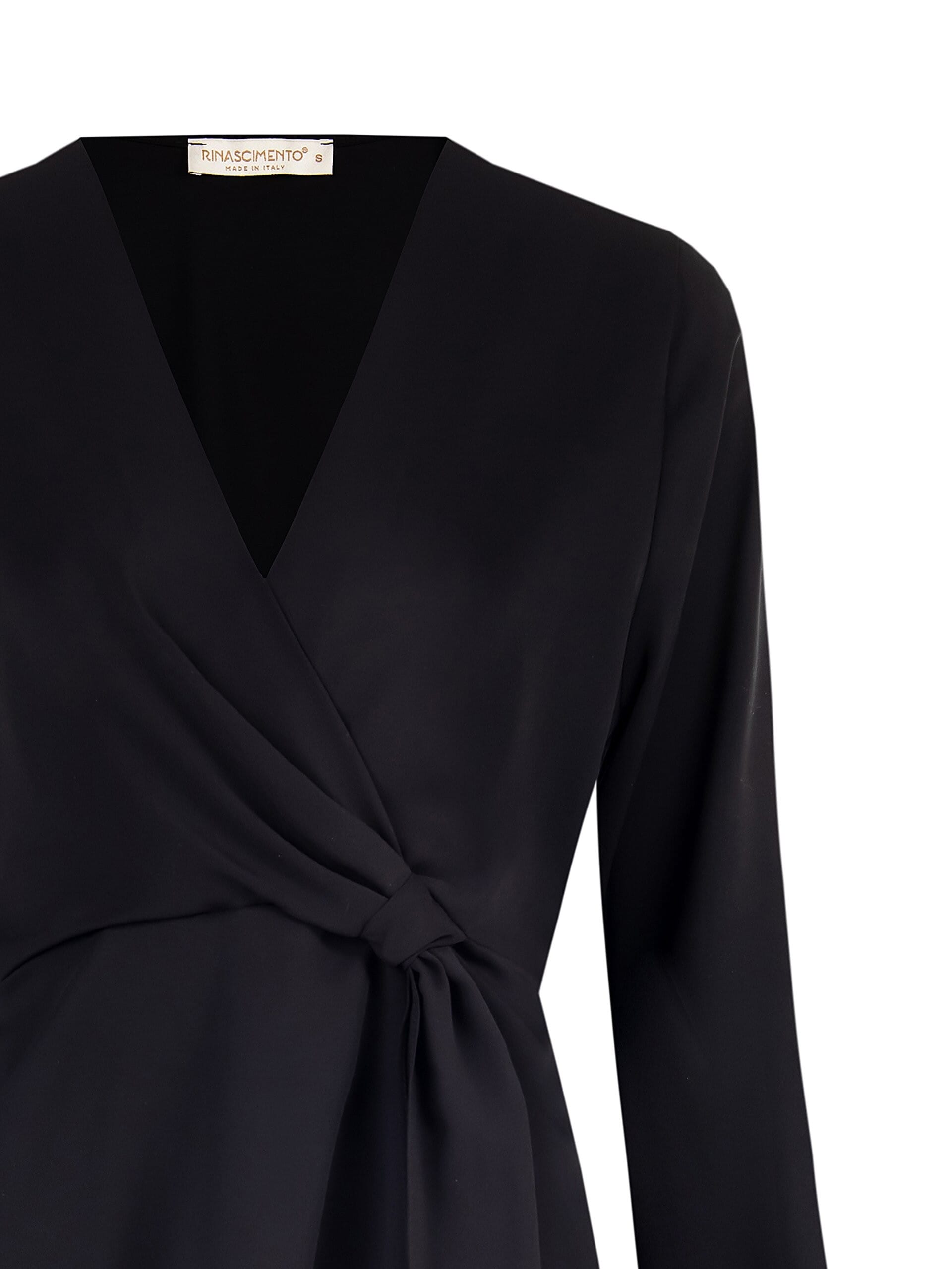 Rinascimento Opaque Satin Cross V-neck Blouse