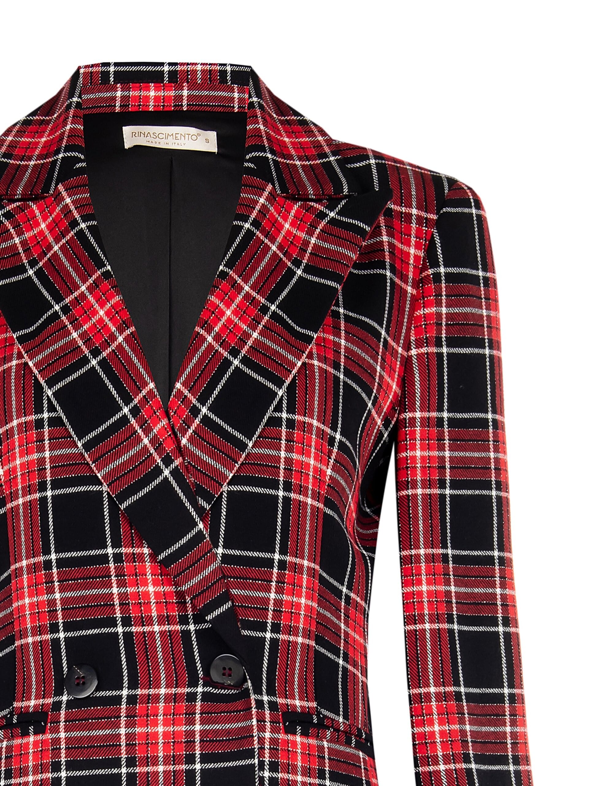 Giacca Blazer Sfiancata Tartan Con Filato In Lurex Effetto Glitter Rinascimento