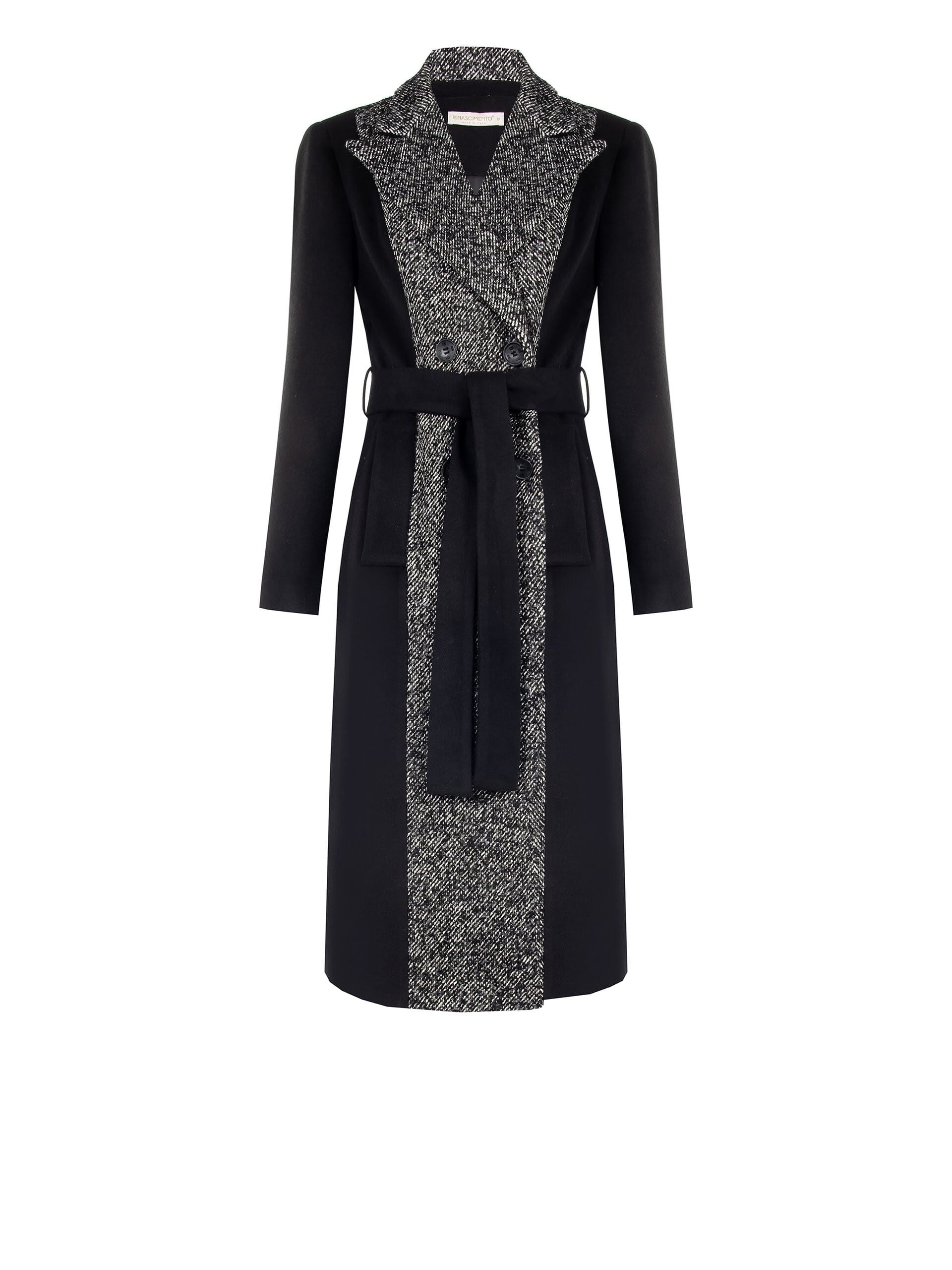 Rinascimento Manteau long en velours avec ceinture centrale et ceinture de taille