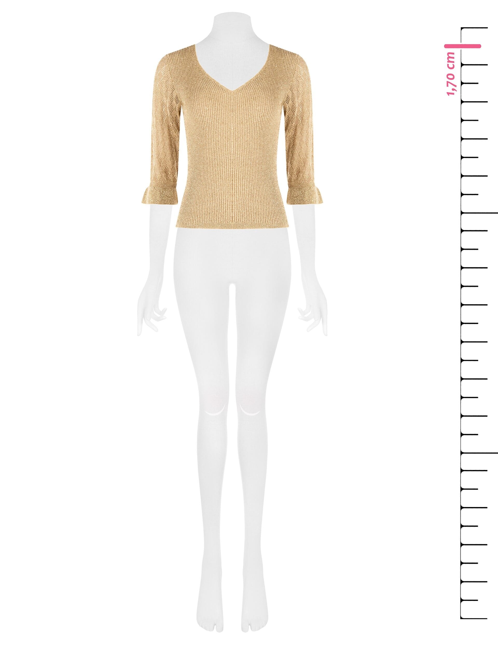 Rinascimento - Top côtelé avec fil Lurex et encolure en V