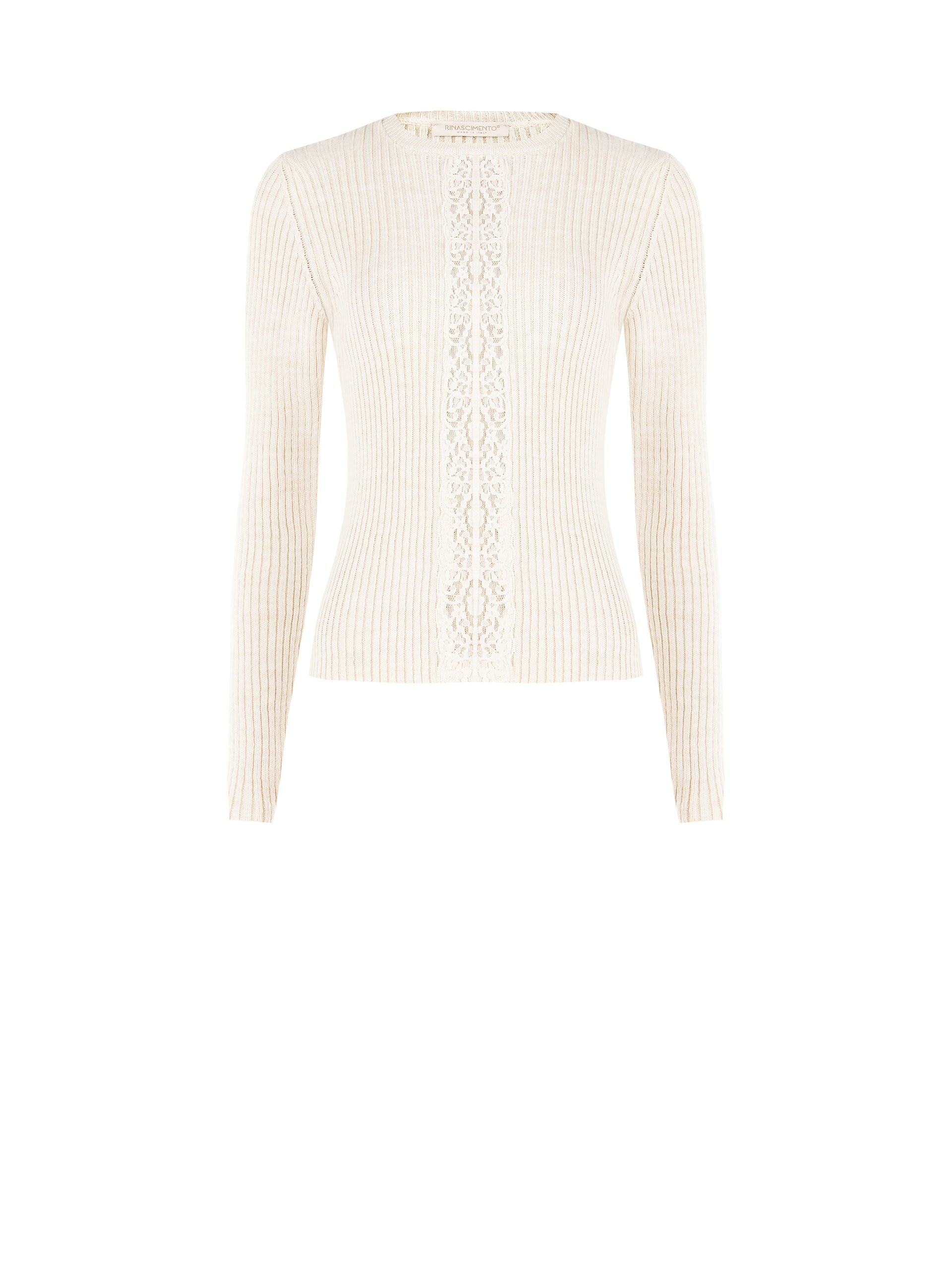 Pull côtelé près du corps avec empiècement central en dentelle Rinascimento