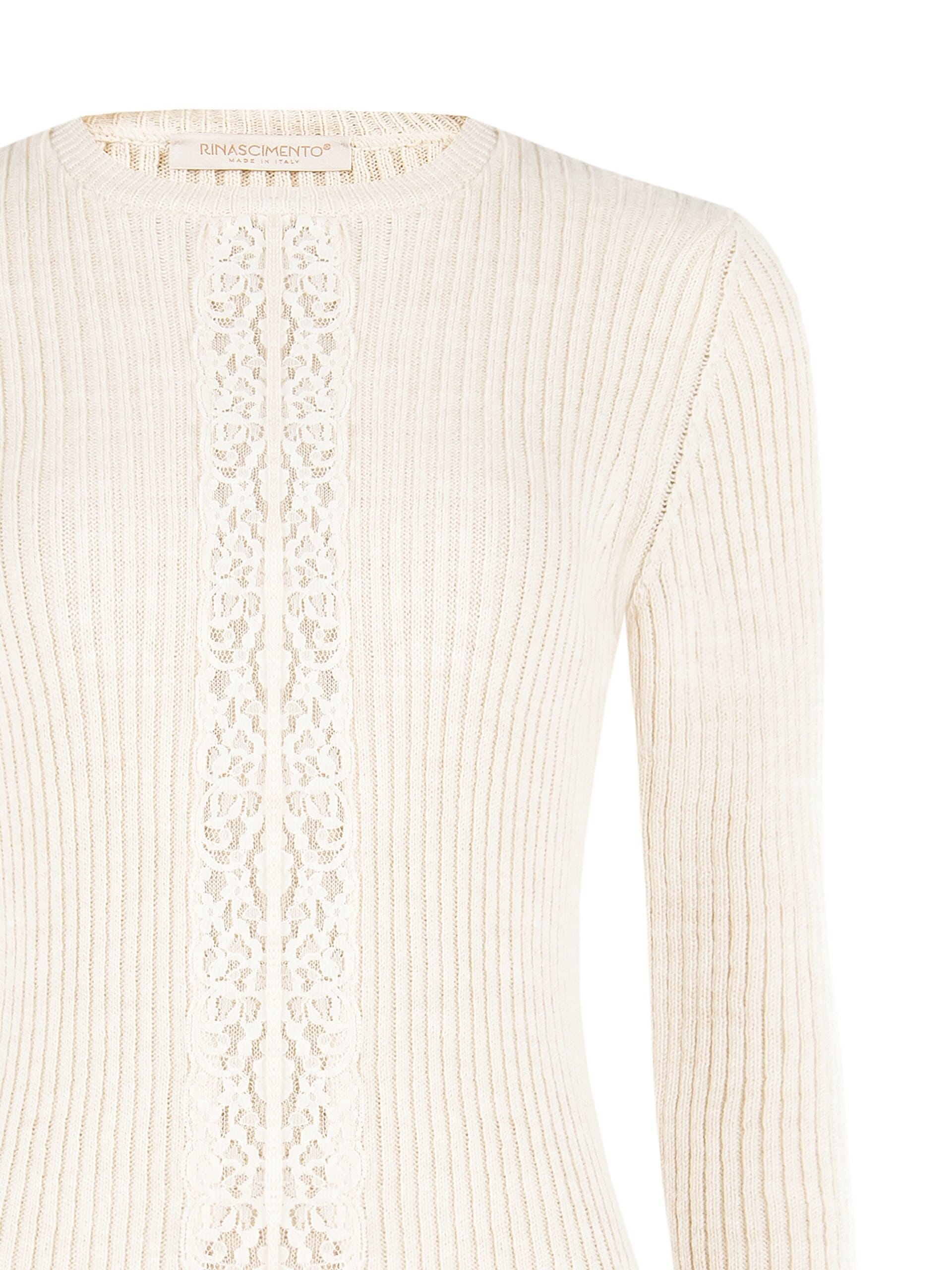 Pull côtelé près du corps avec empiècement central en dentelle Rinascimento