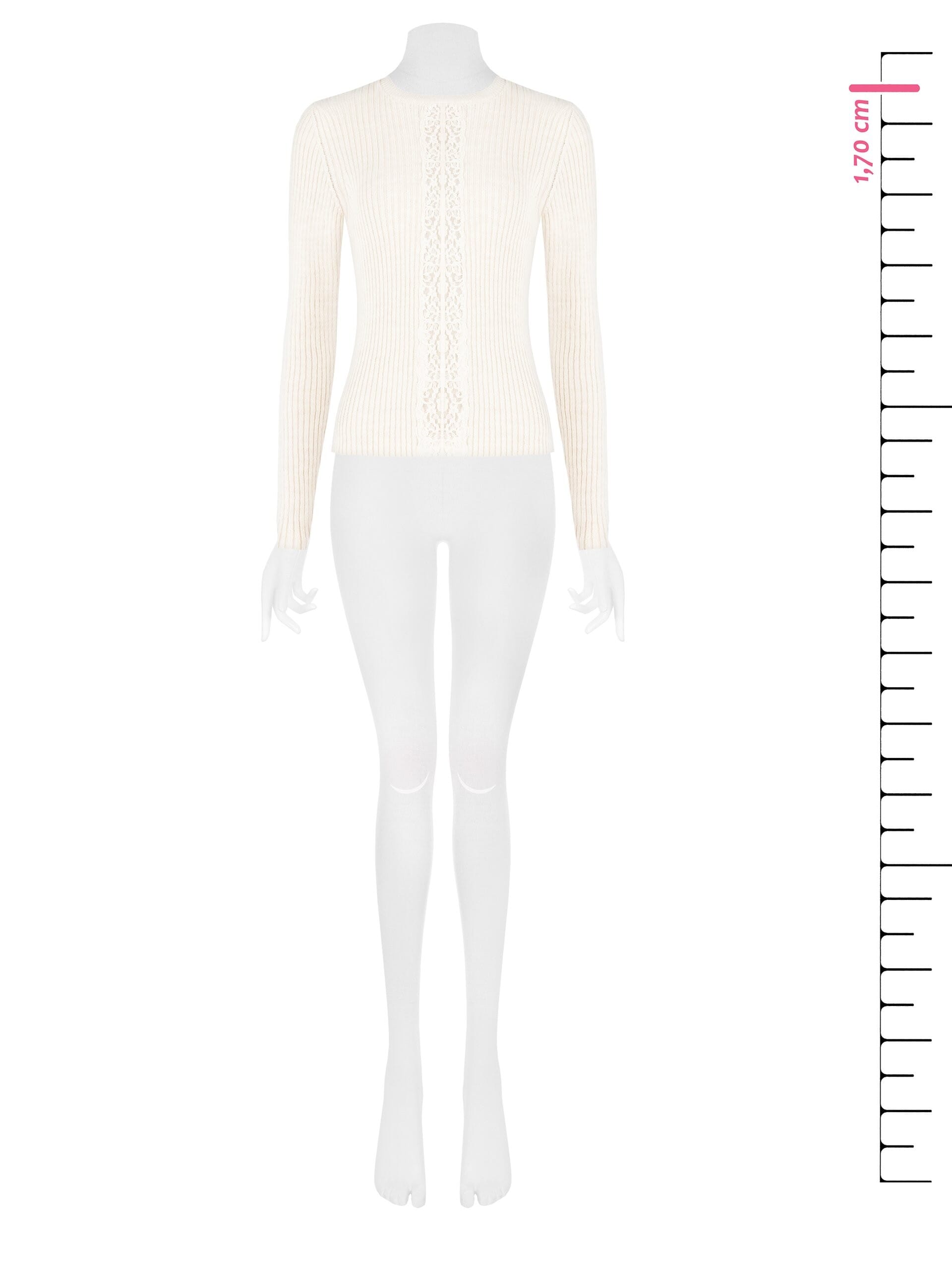 Pull côtelé près du corps avec empiècement central en dentelle Rinascimento