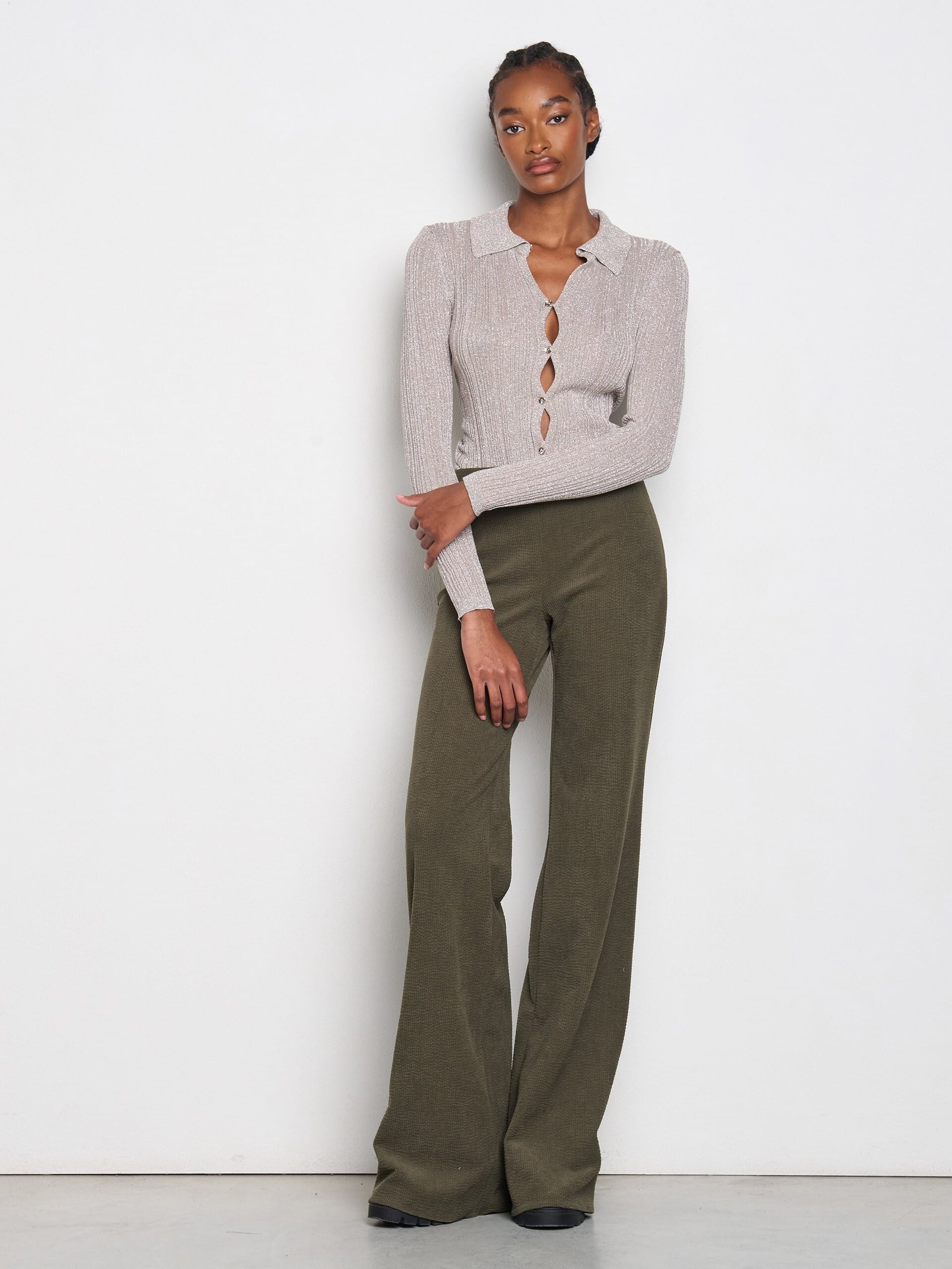 A-line polo shirt with Lurex and buttons Rinascimento