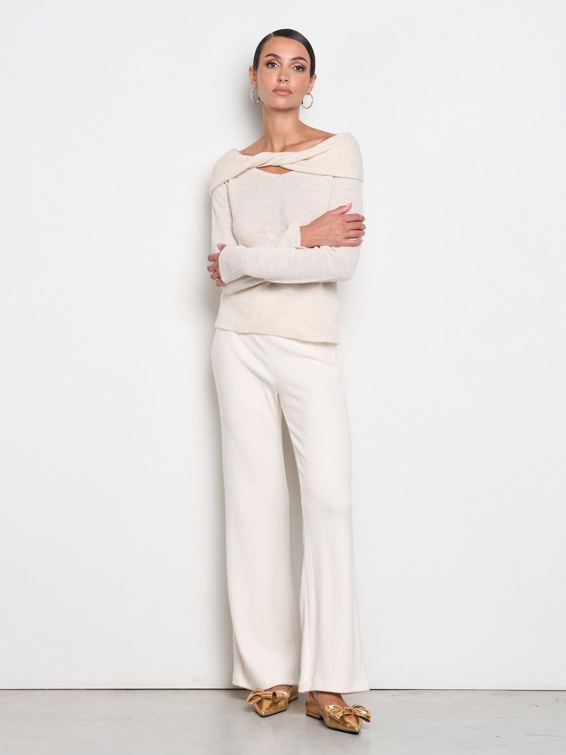 Rinascimento - Pull plissé à encolure roulée