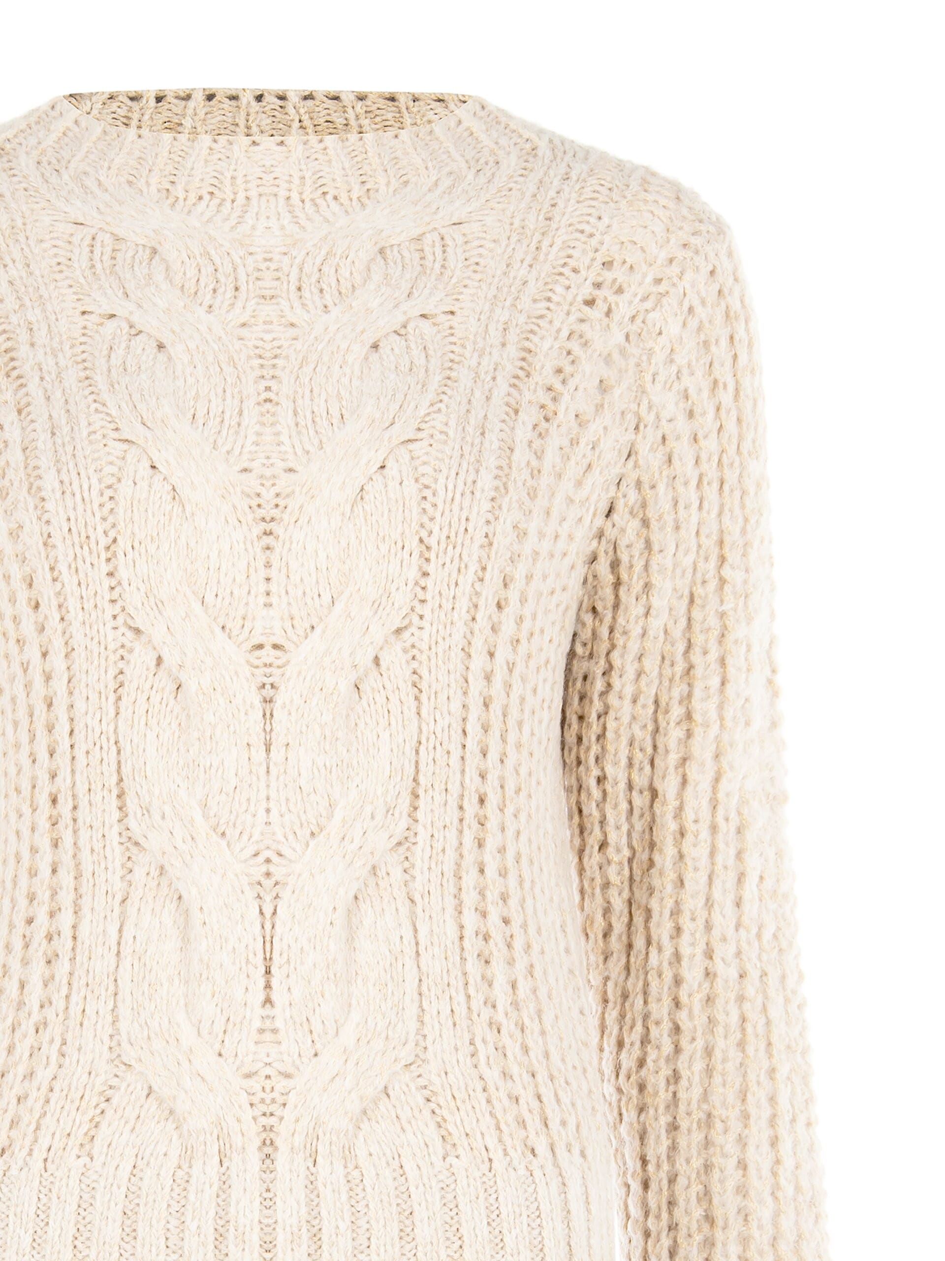 Pull maxi tressé à large col ras du cou Rinascimento