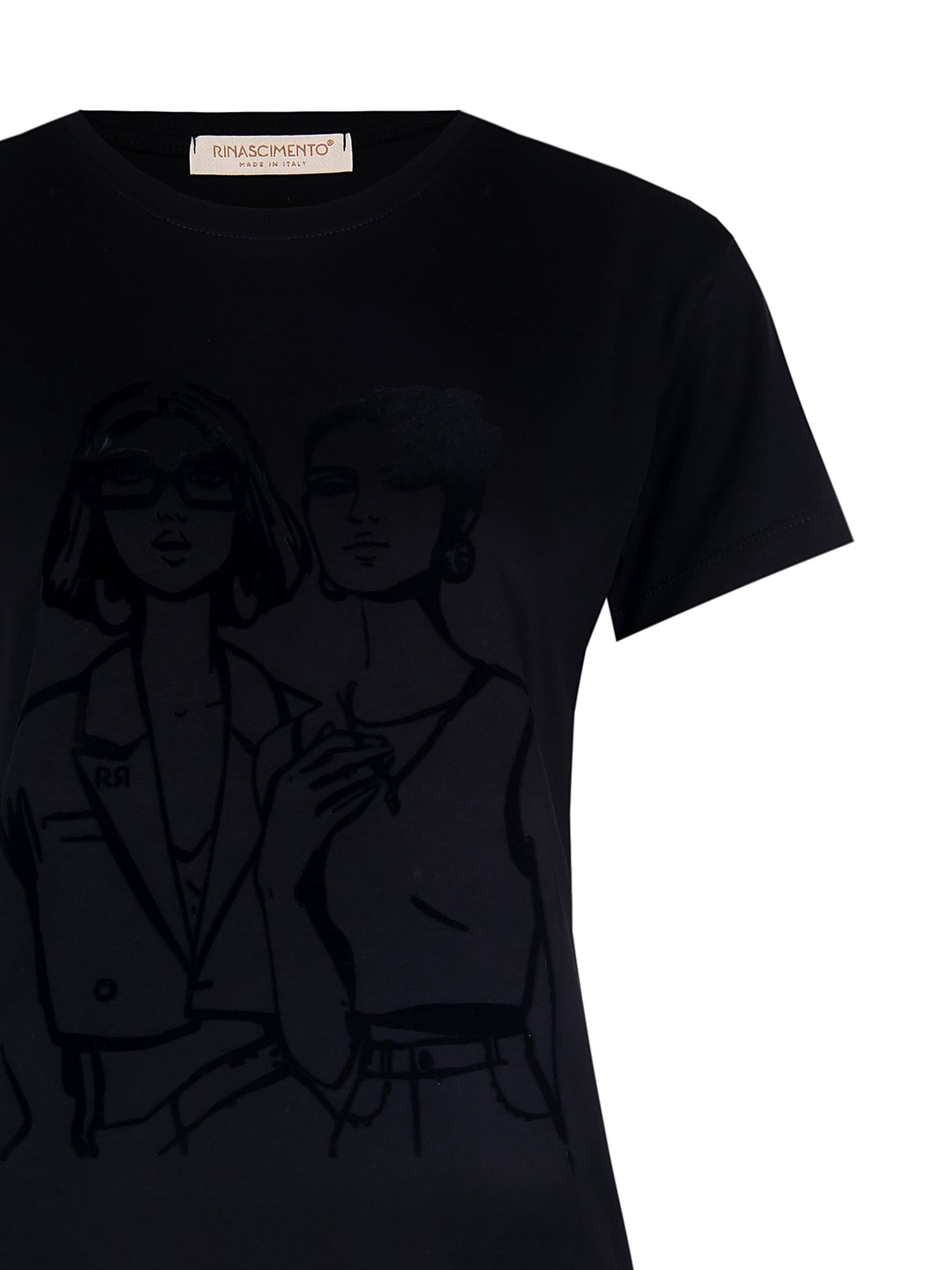 T-Shirt Regular In Cotone Con Stampa Figure Femminili Flock Rinascimento