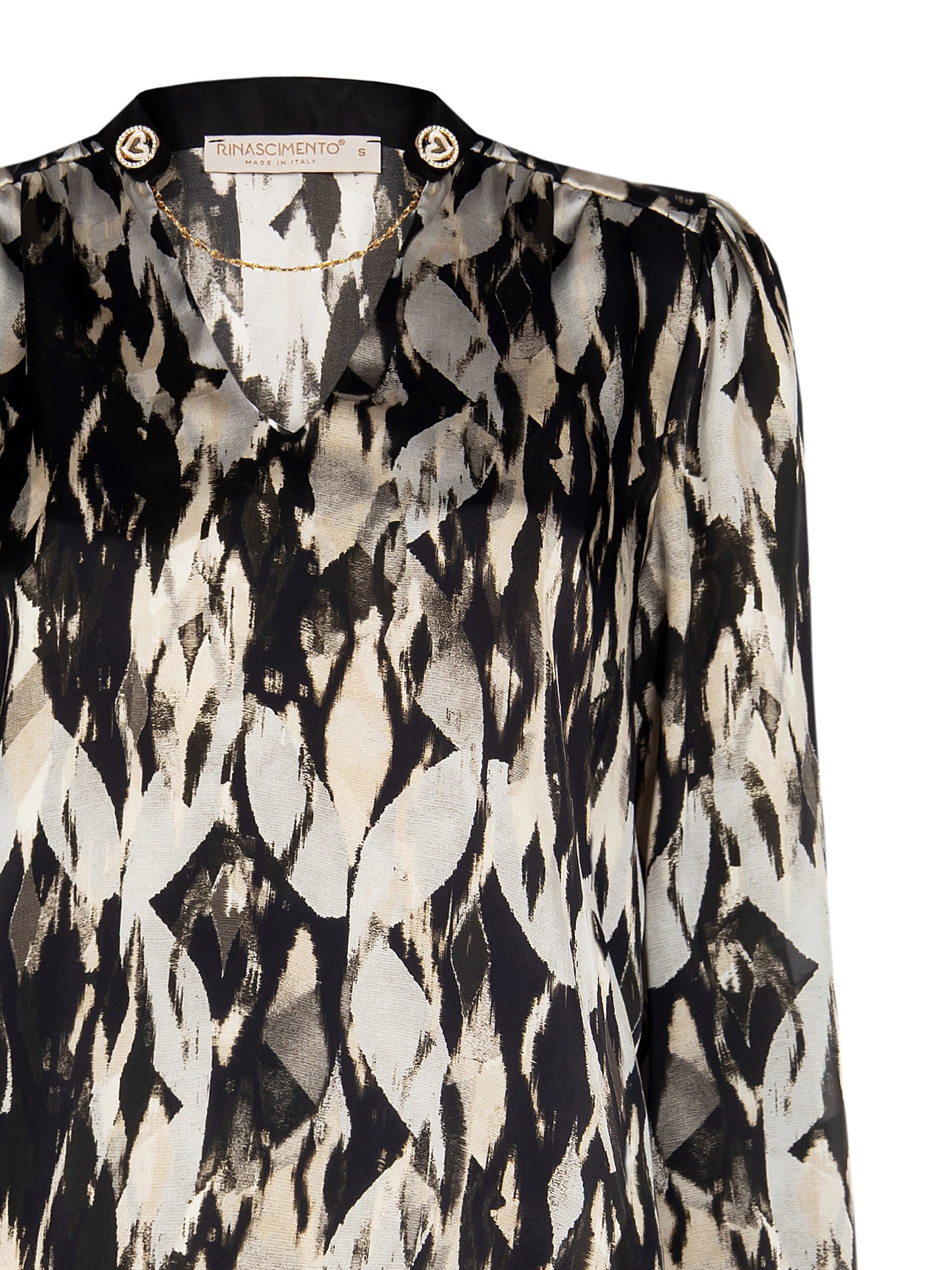 Blusa Ampia In Raso Con Bottoni E Catena Removibili Rinascimento