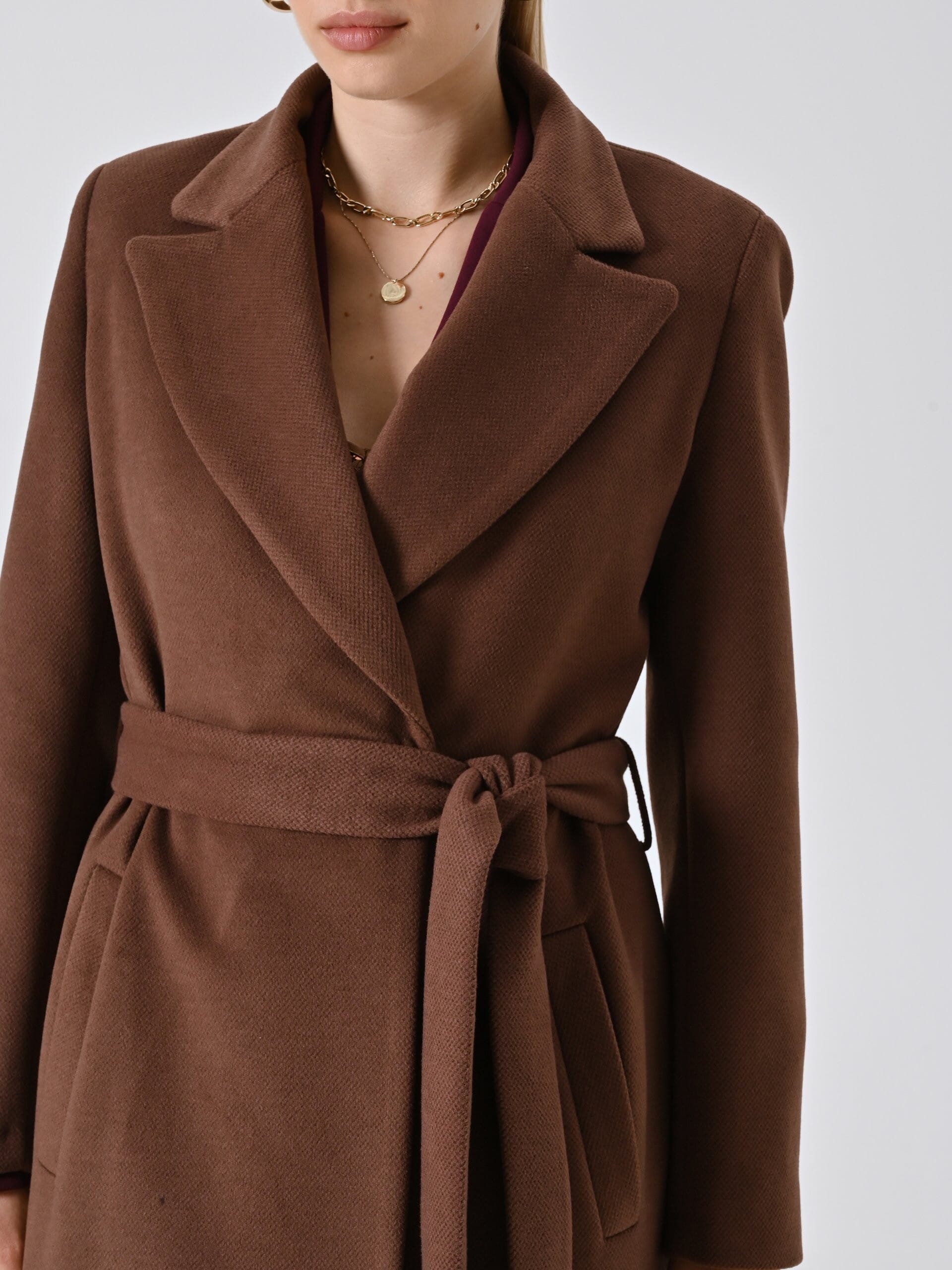 Cappotto Spolverino Extra Lungo In Velour Con Cintura Coordinata Rinascimento