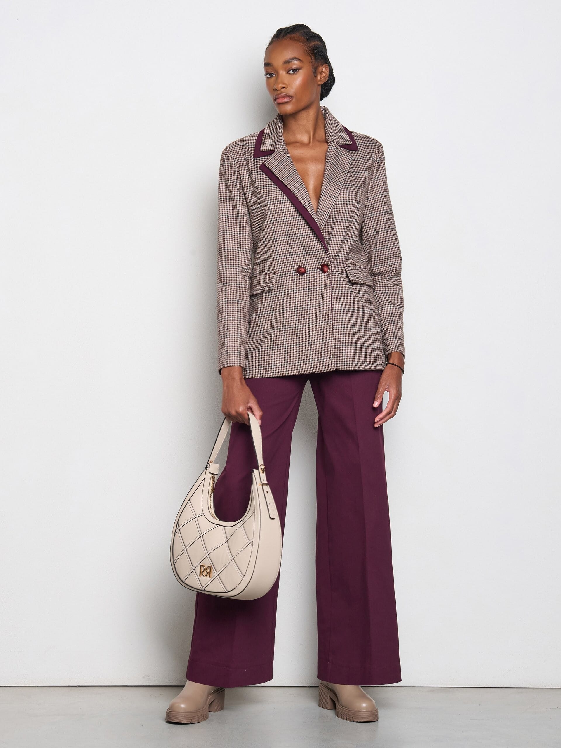 Rinascimento - Pantalon palazzo structuré en coton mélangé