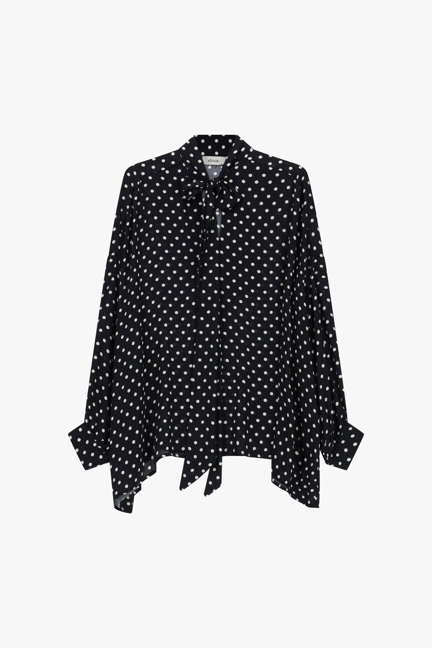 Chemise à pois avec nœud et bas asymétrique Dixie