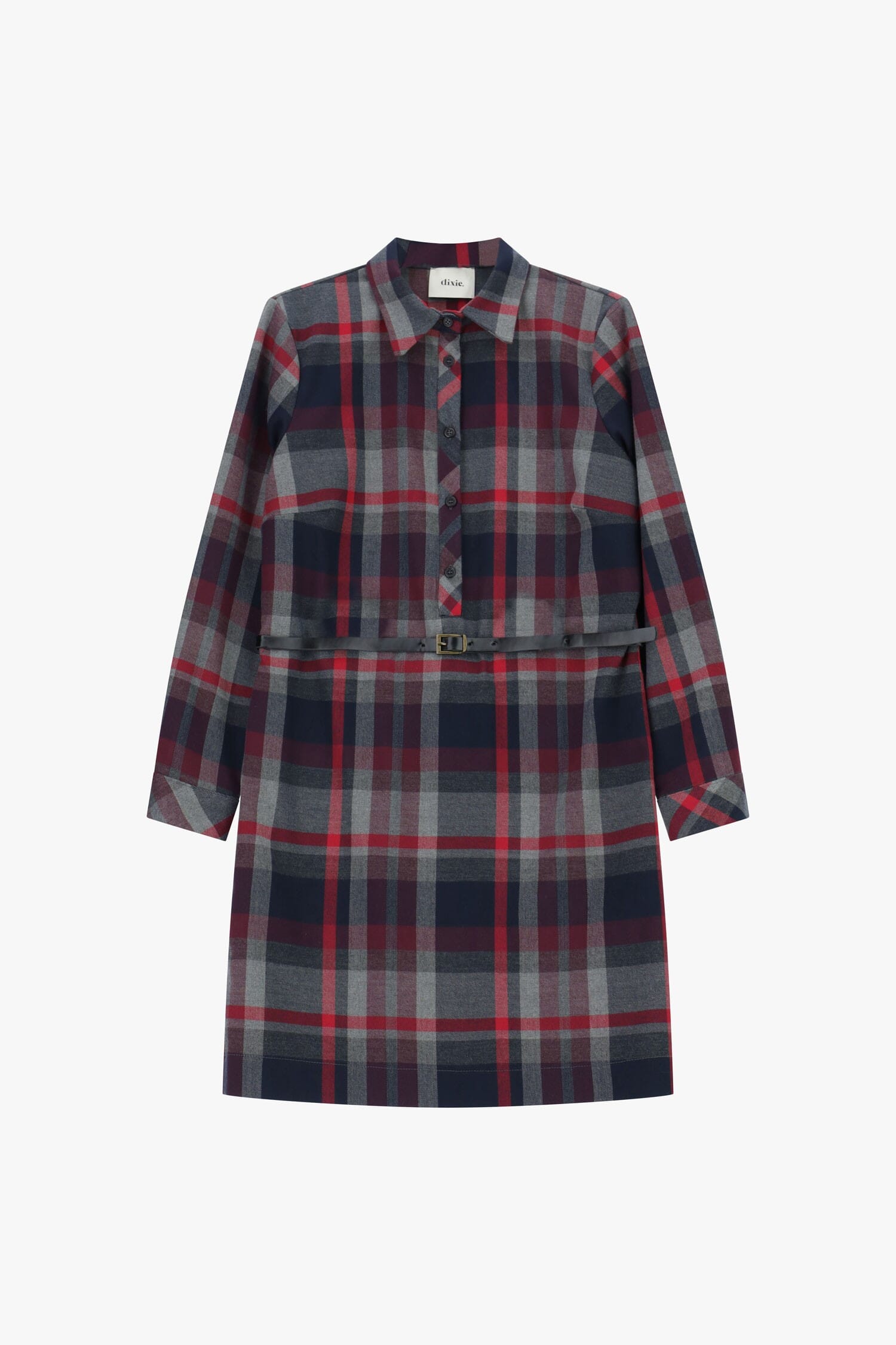 Abito Corto A Quadri Con Cintura E Collo Classico Dixie
