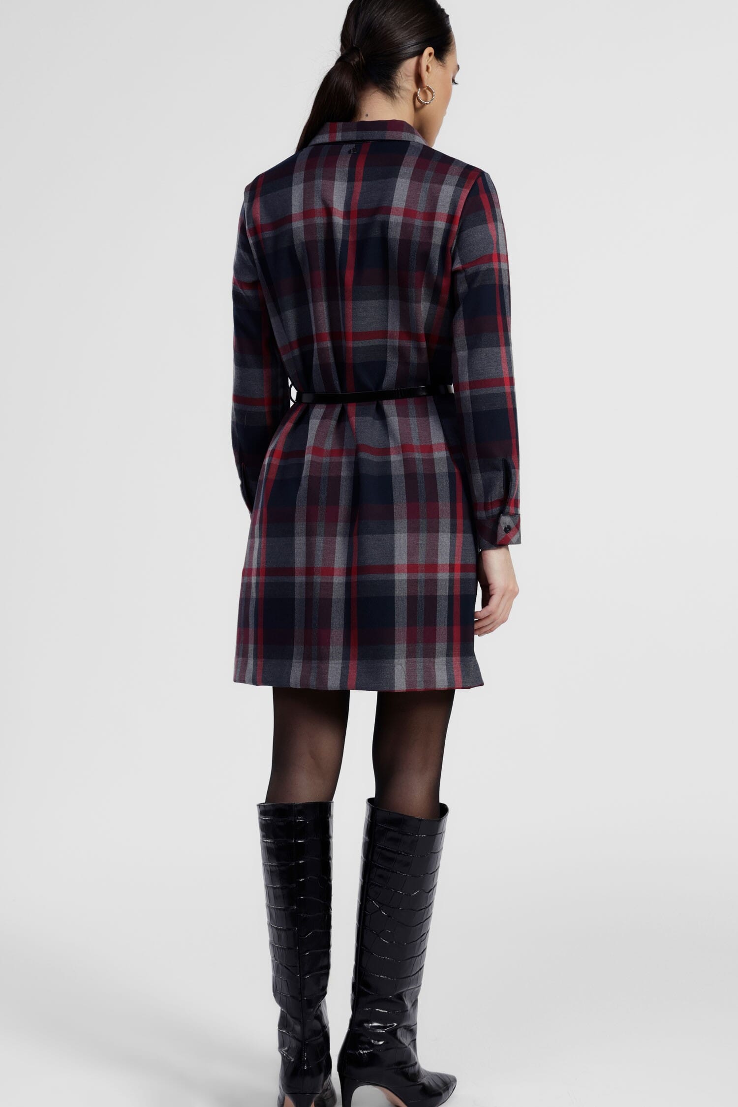 Abito Corto A Quadri Con Cintura E Collo Classico Dixie