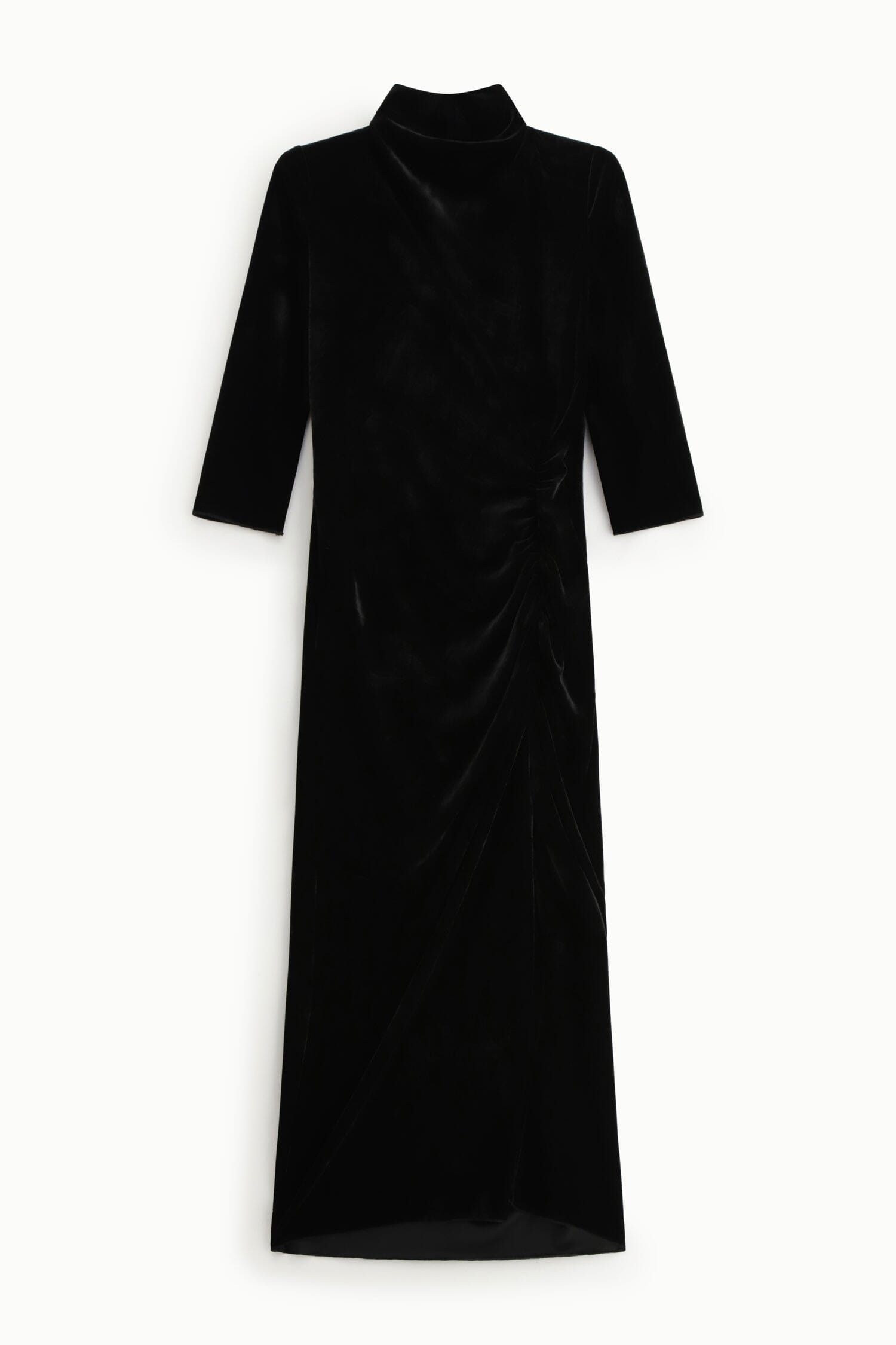 Robe longue drapée et col montant Dixie