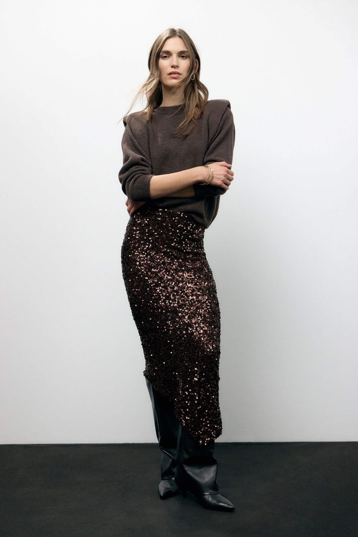 Gonna Asimmetrica Con Paillettes Taglio Geometrico Dixie