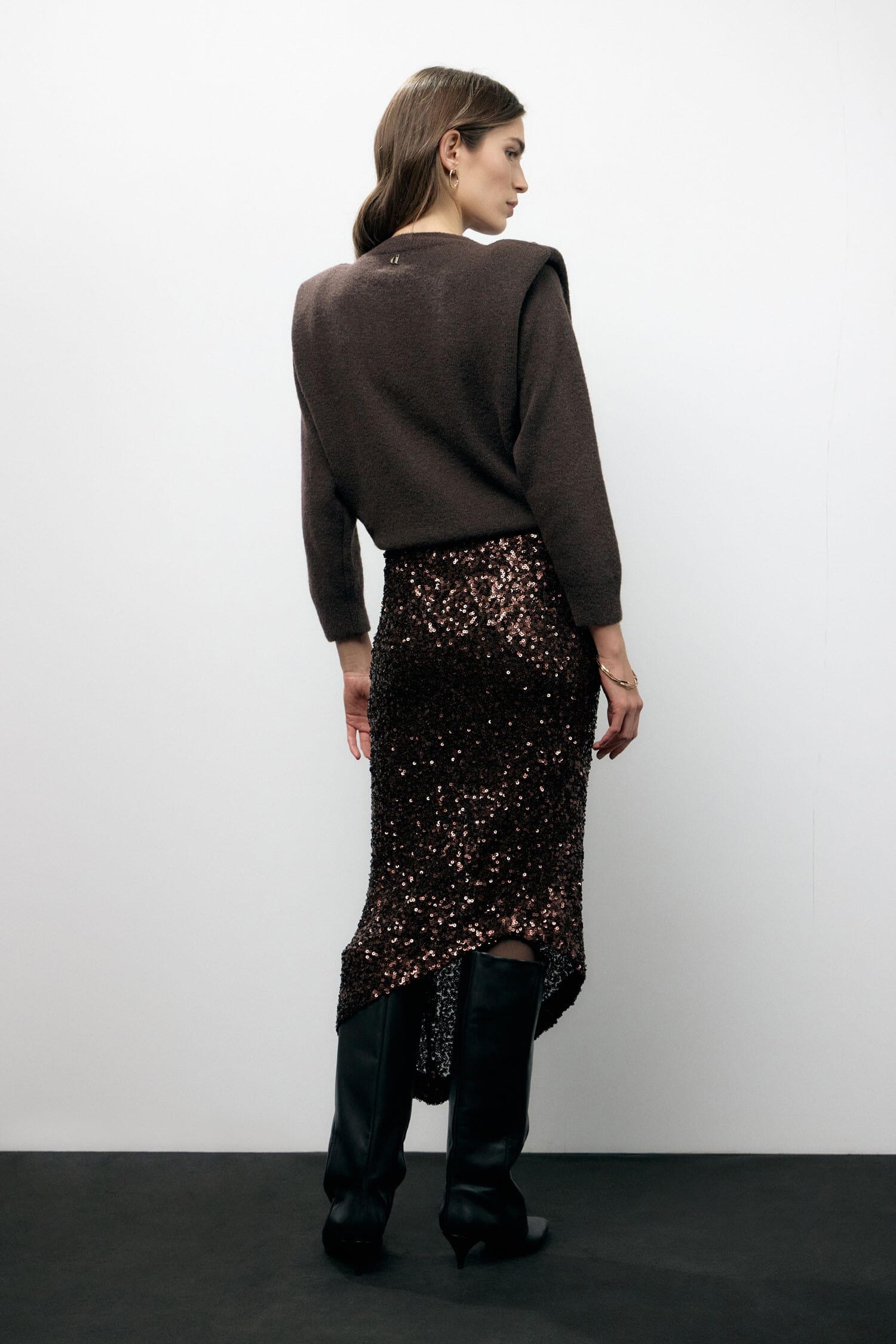 Gonna Asimmetrica Con Paillettes Taglio Geometrico Dixie