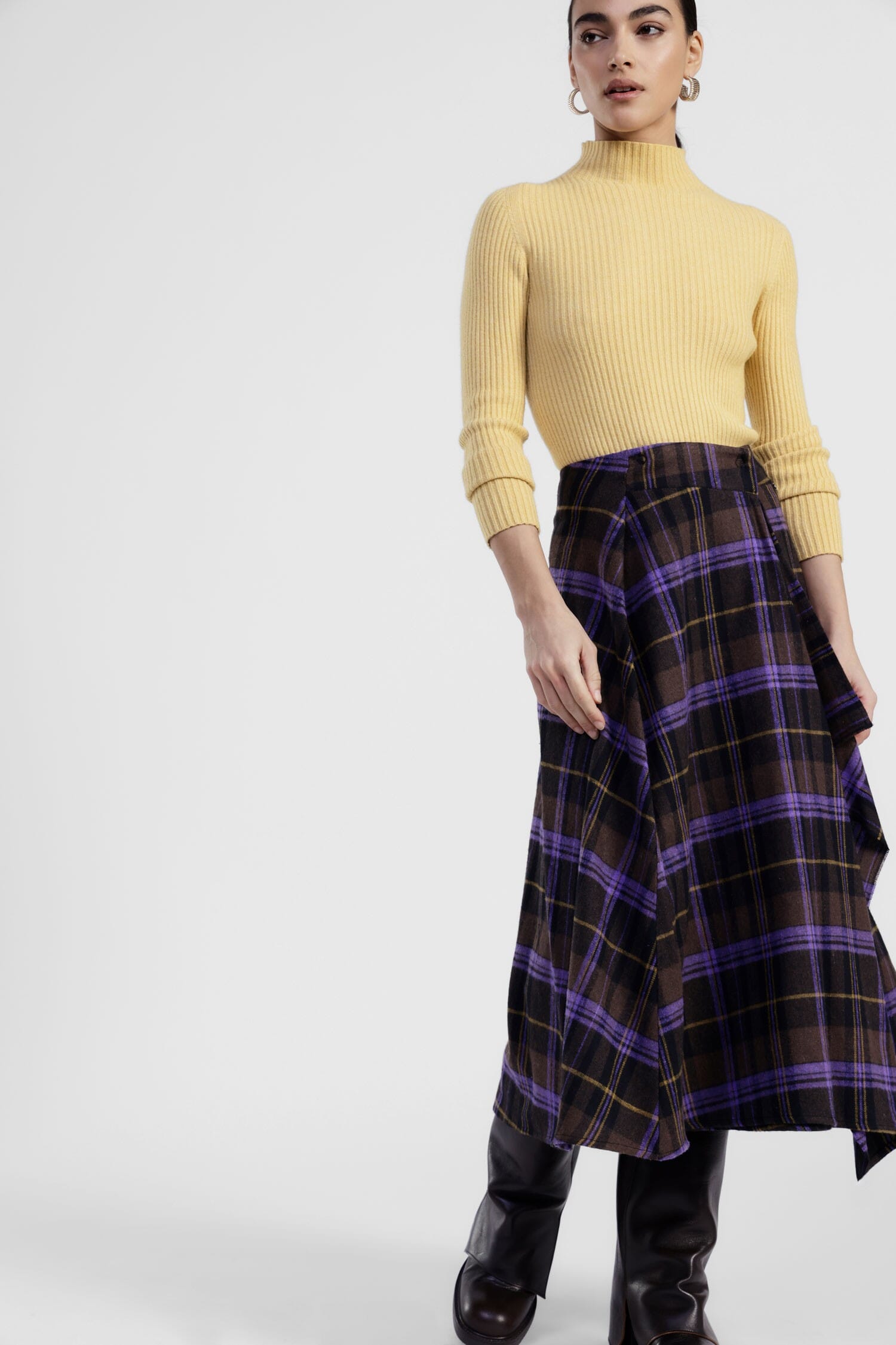 Gonna A Quadri Con Pieghe Asimmetriche Dixie