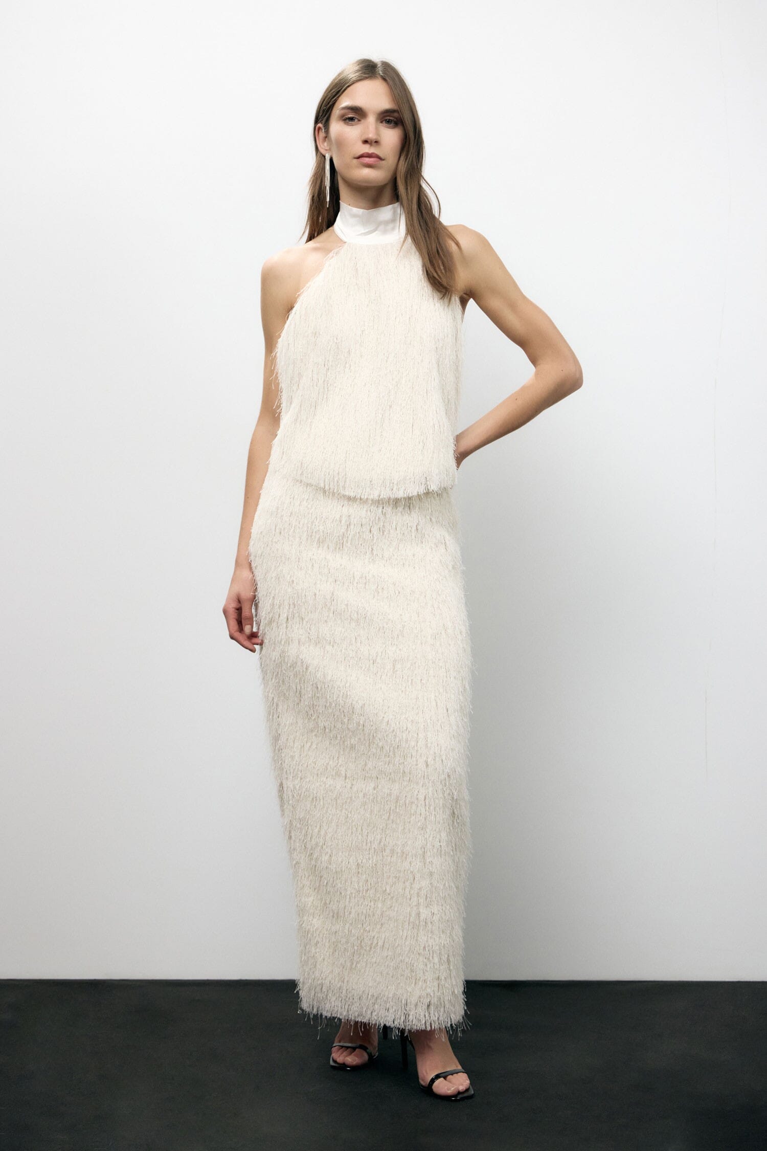 Gonna Lunga Con Texture Effetto Pelliccia Dixie