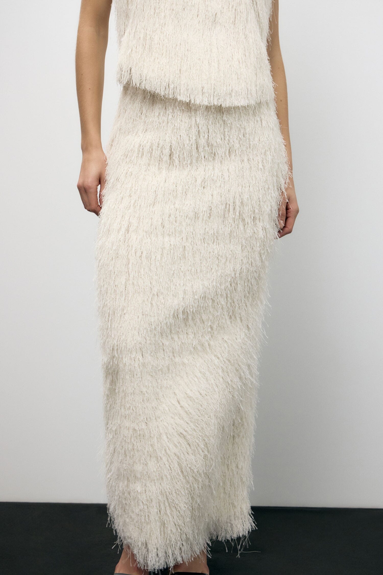 Gonna Lunga Con Texture Effetto Pelliccia Dixie