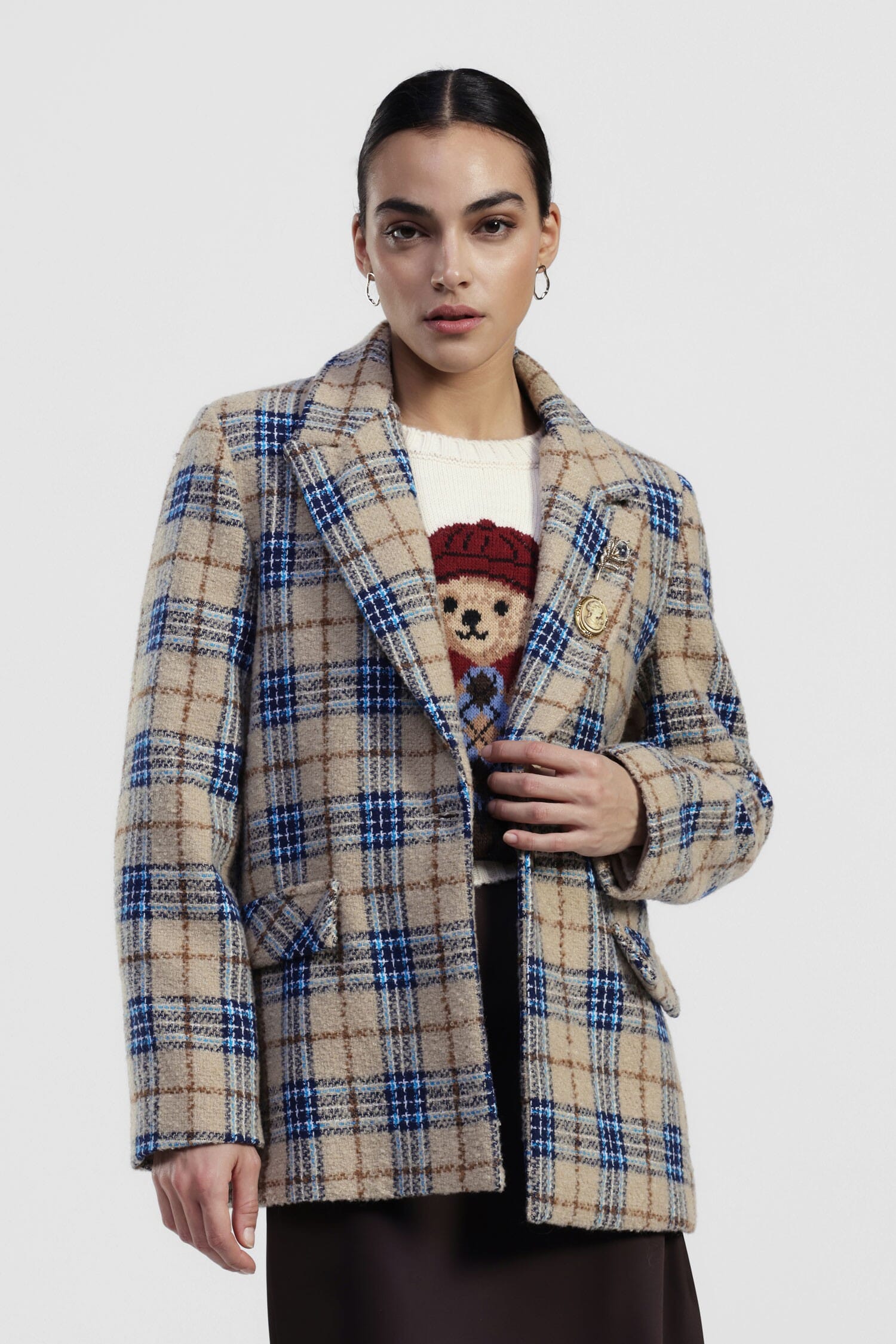 Blazer à carreaux avec revers et boutons Dixie