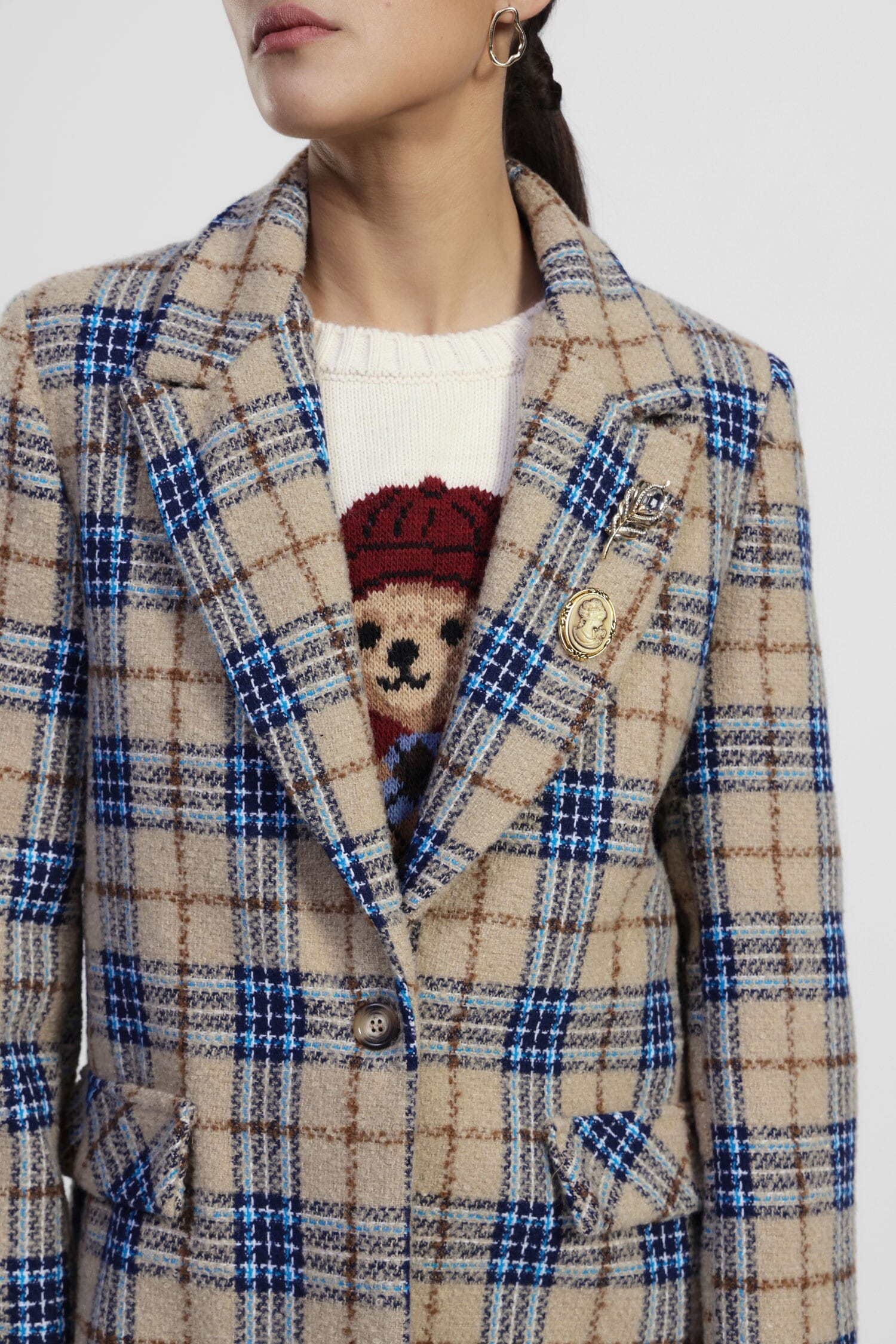 Blazer à carreaux avec revers et boutons Dixie