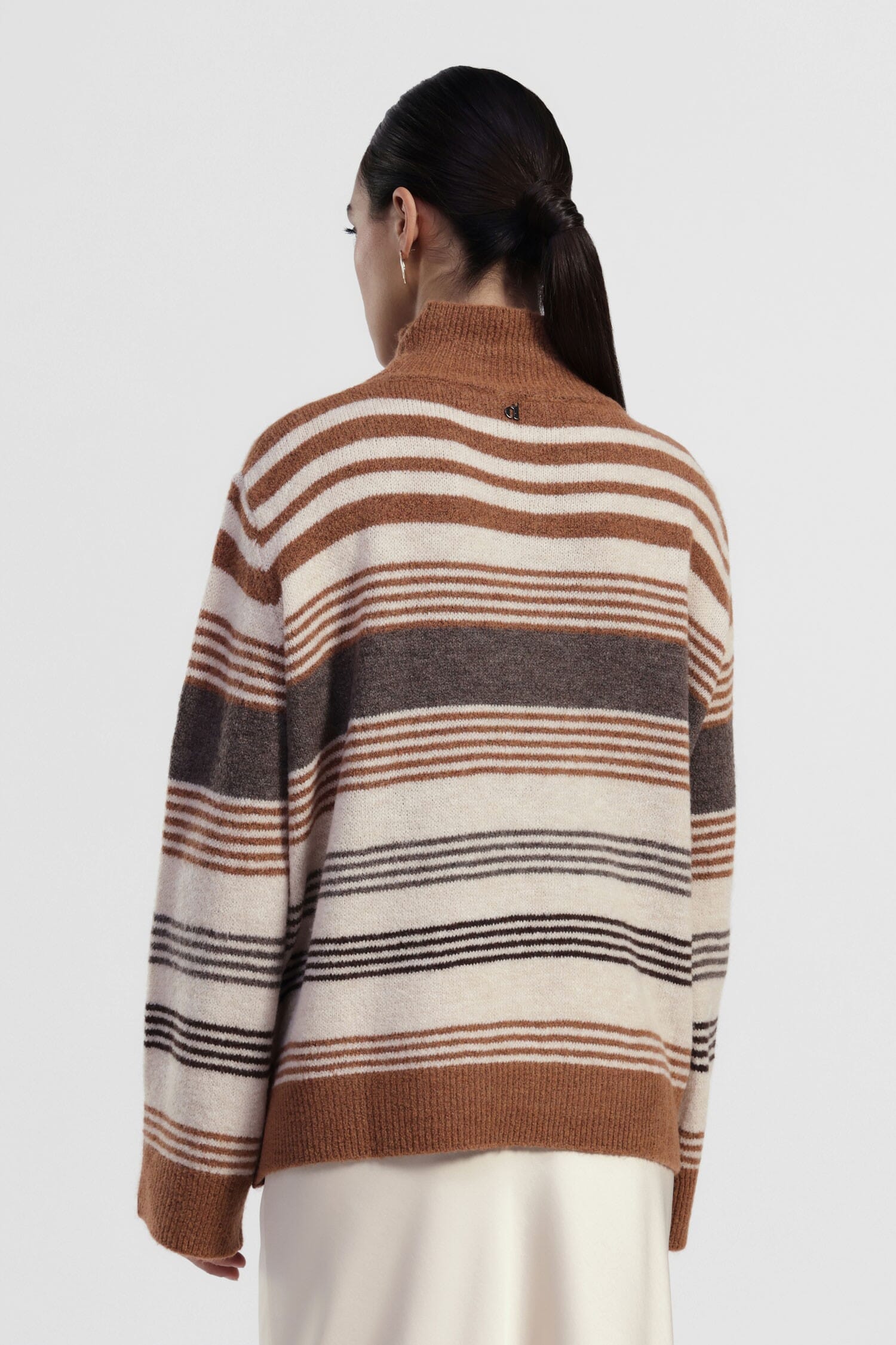 Maglione A Righe Con Collo Alto E Maniche Lunghe Dixie