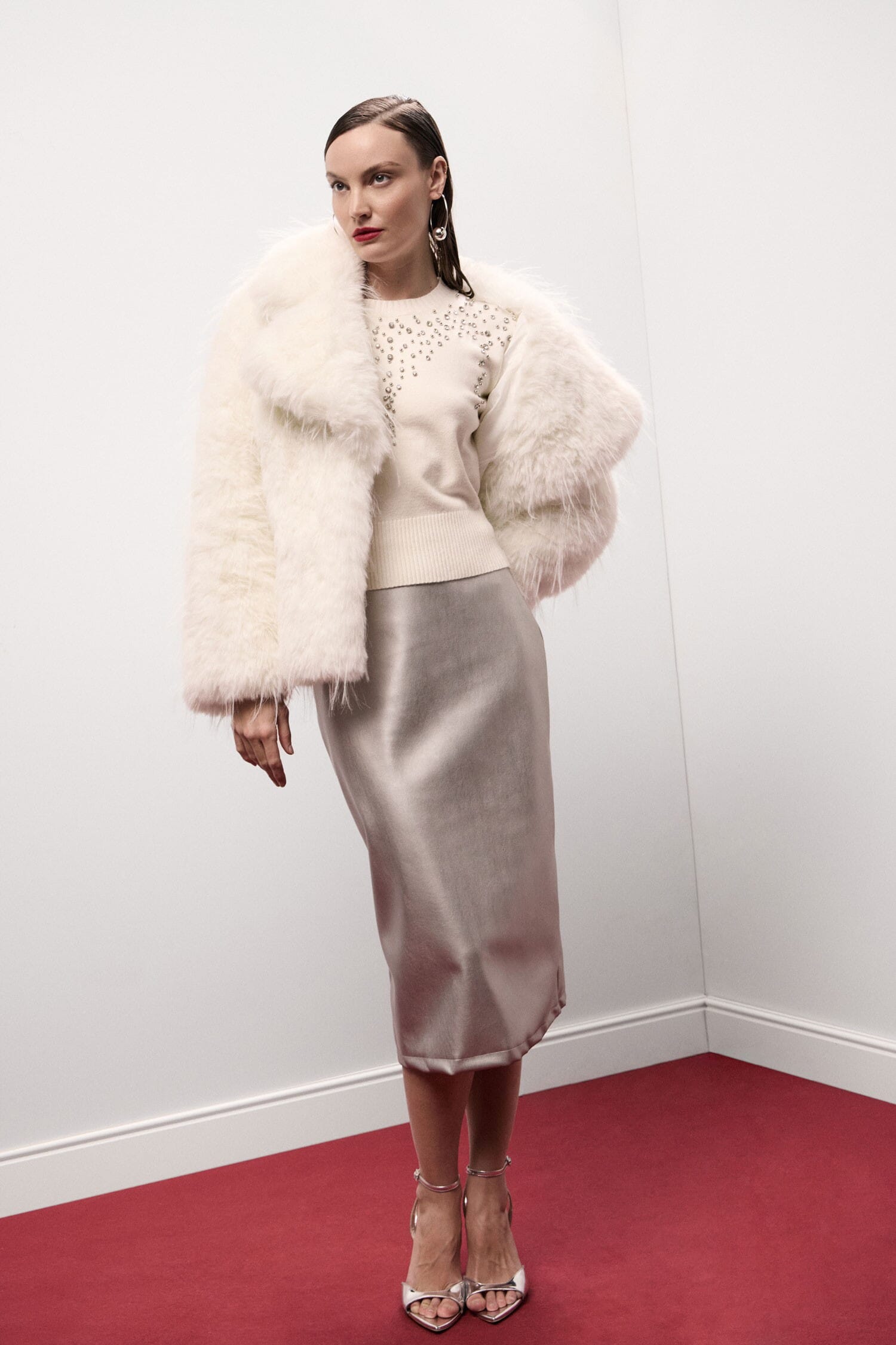 Jupe fourreau midi taille haute avec fente arrière Dixie