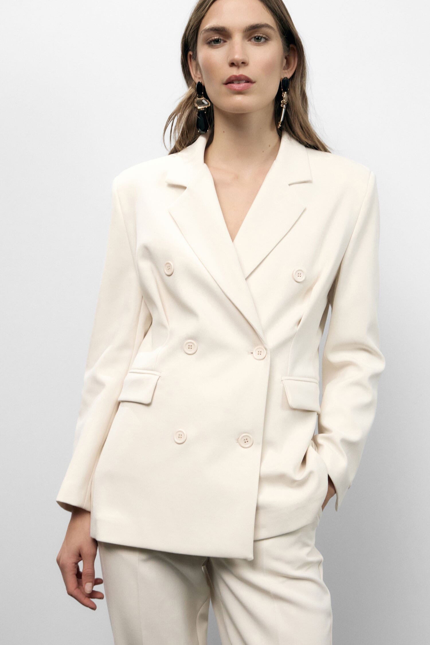 Dixie Blazer à double boutonnage avec poches passepoilées