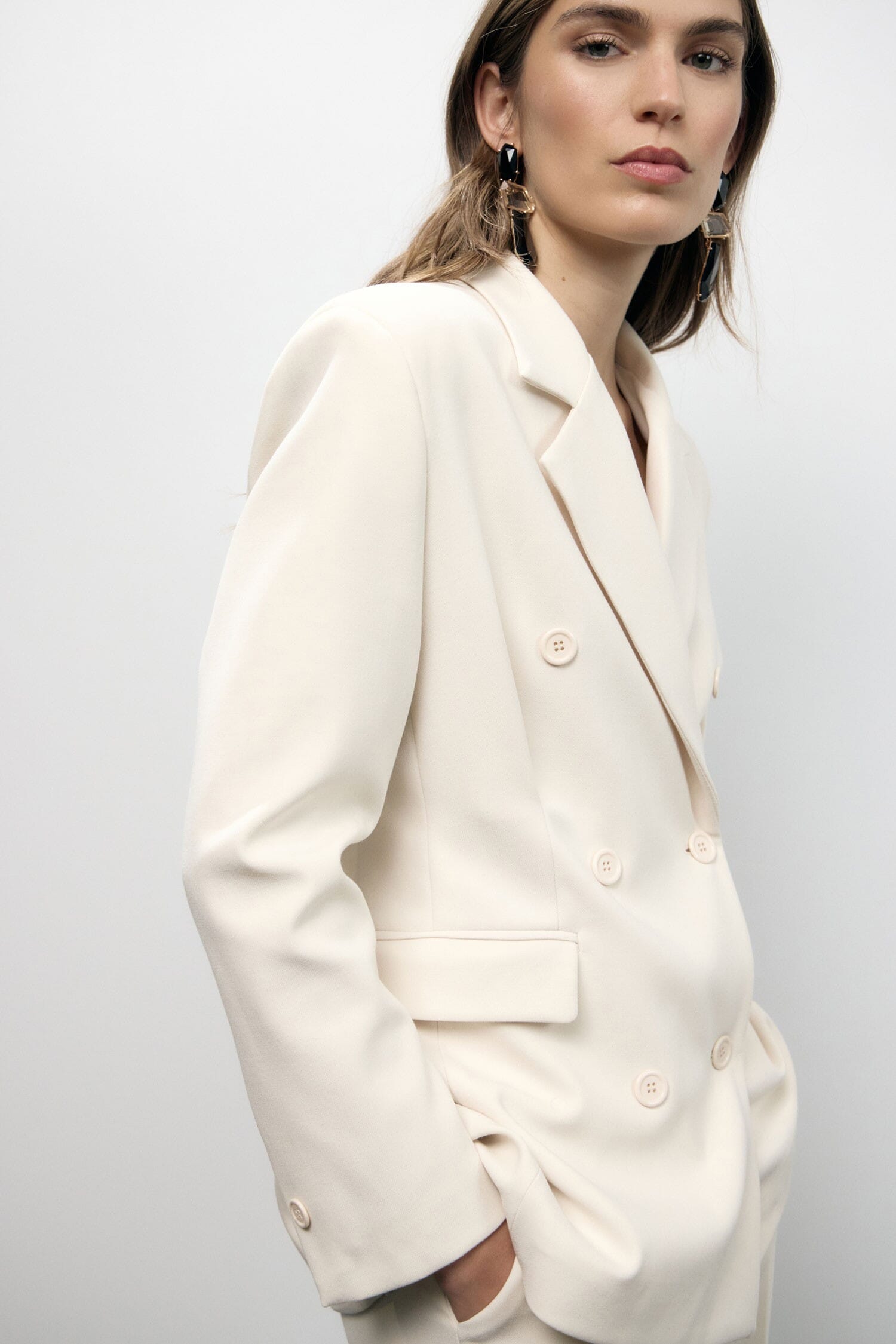 Dixie Blazer à double boutonnage avec poches passepoilées