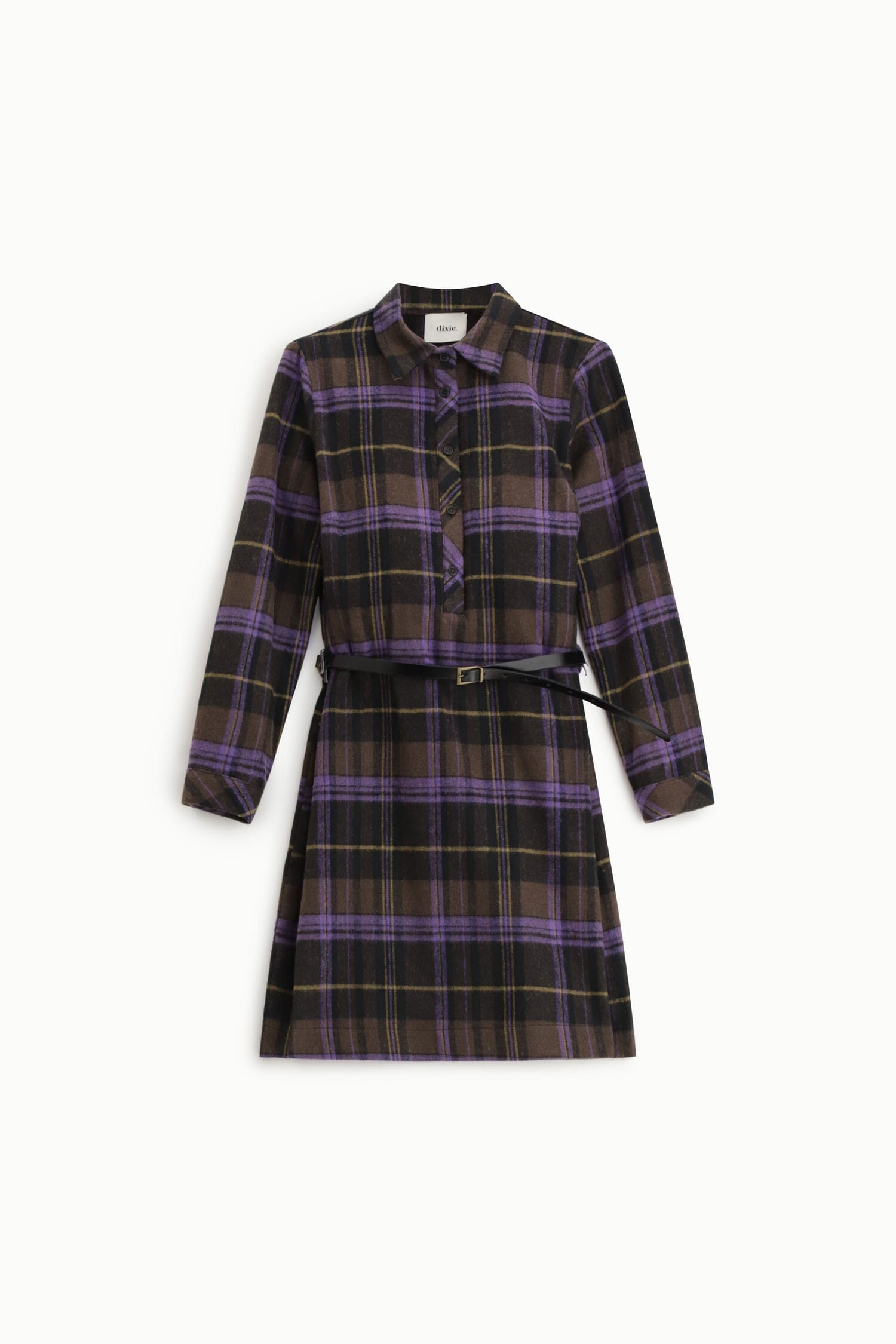 Robe courte à carreaux avec ceinture et col Dixie classique