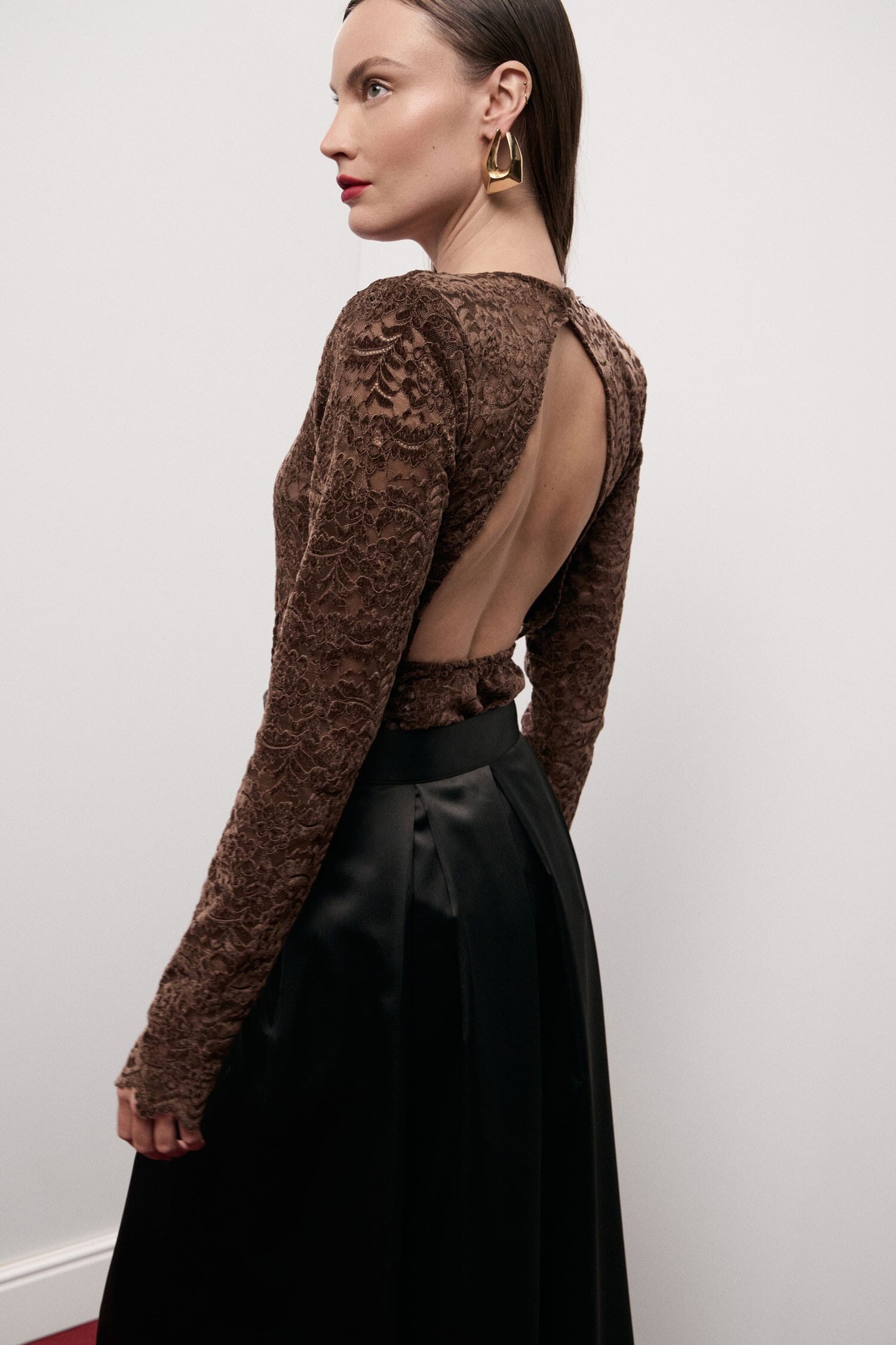 Body In Pizzo Con Maniche Lunghe E Apertura Sul Retro Dixie