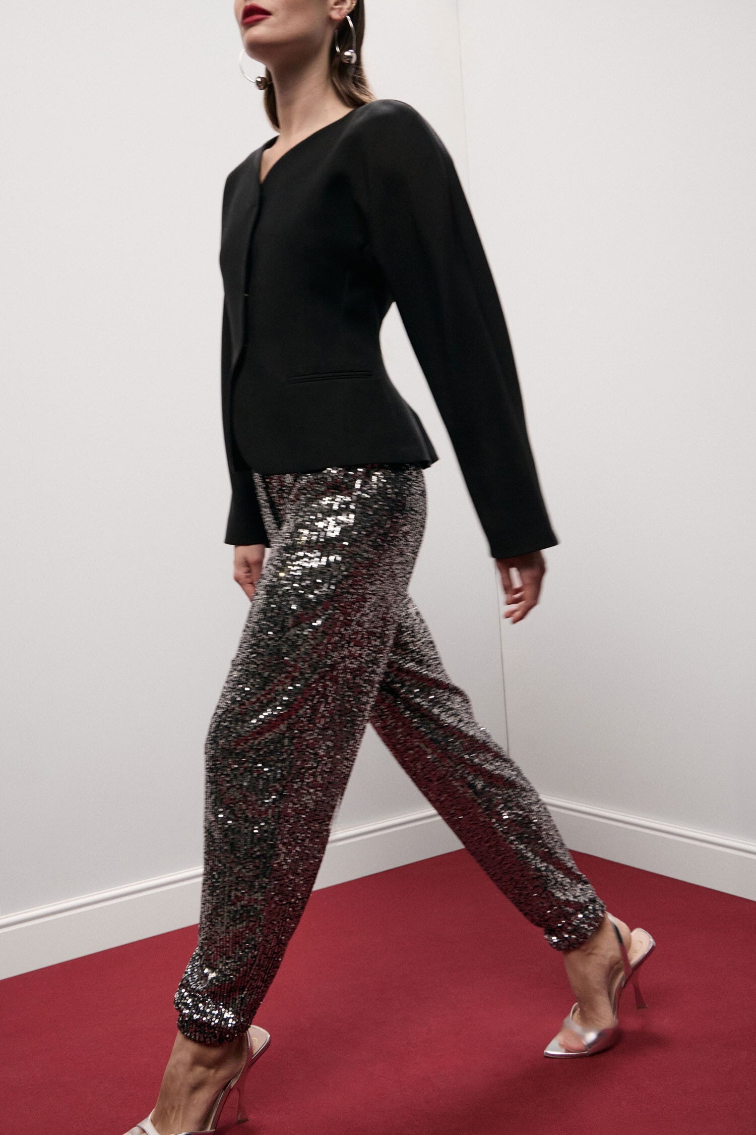Pantaloni Jogging Con Paillettes E Fondo Elasticizzato Dixie