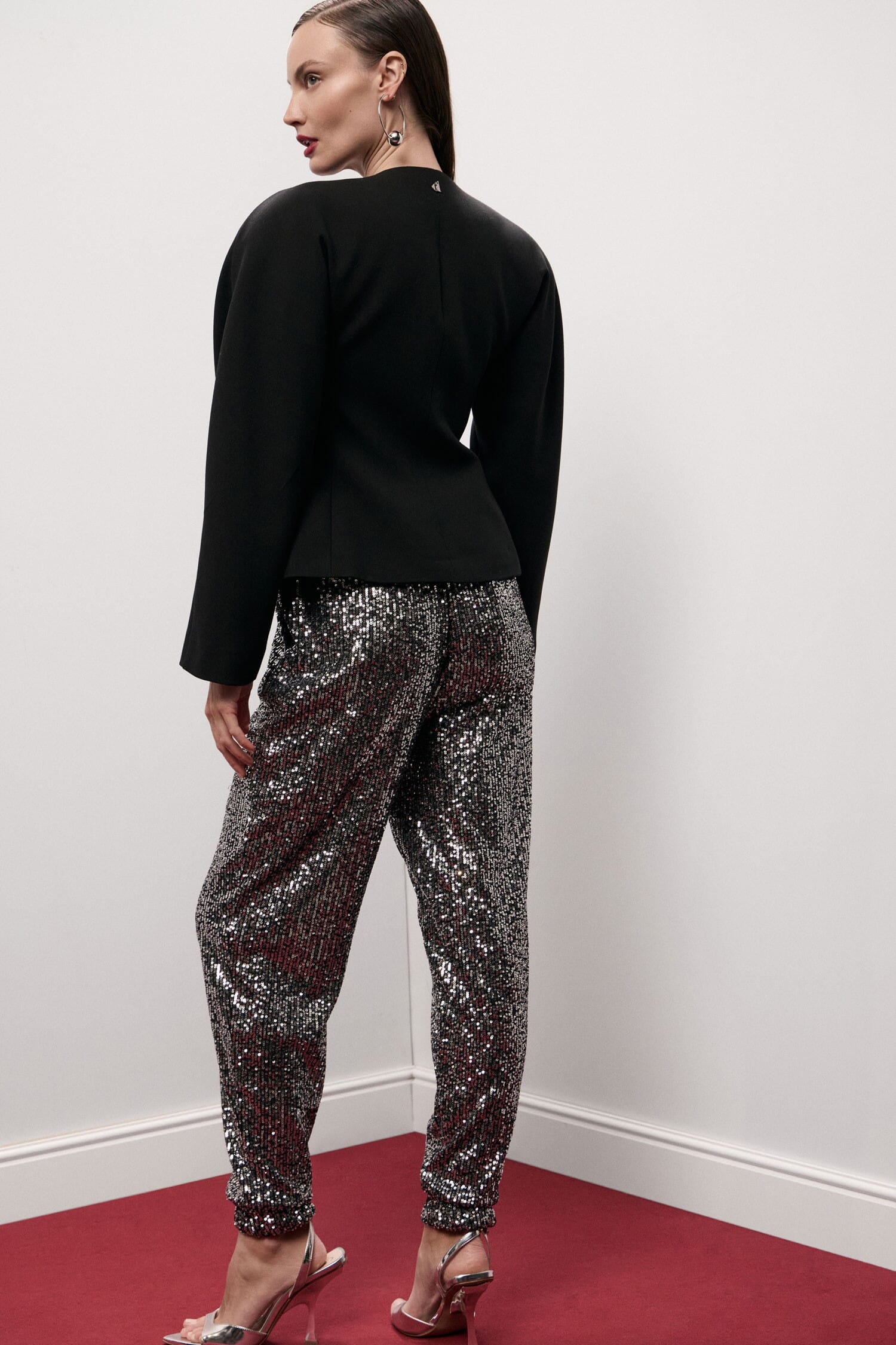 Pantaloni Jogging Con Paillettes E Fondo Elasticizzato Dixie