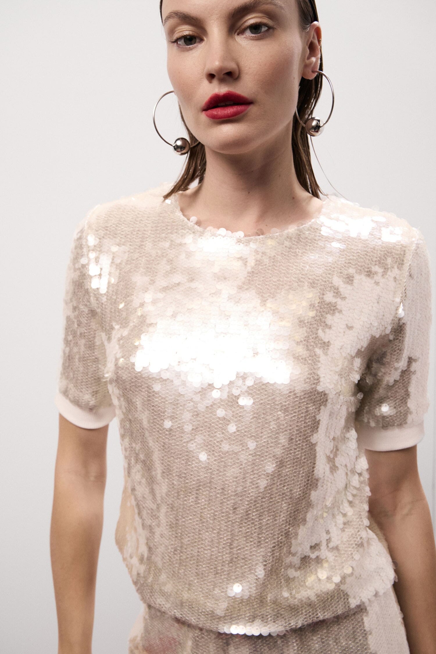 T-Shirt A Maniche Corte Con Paillettes Lucide Dixie