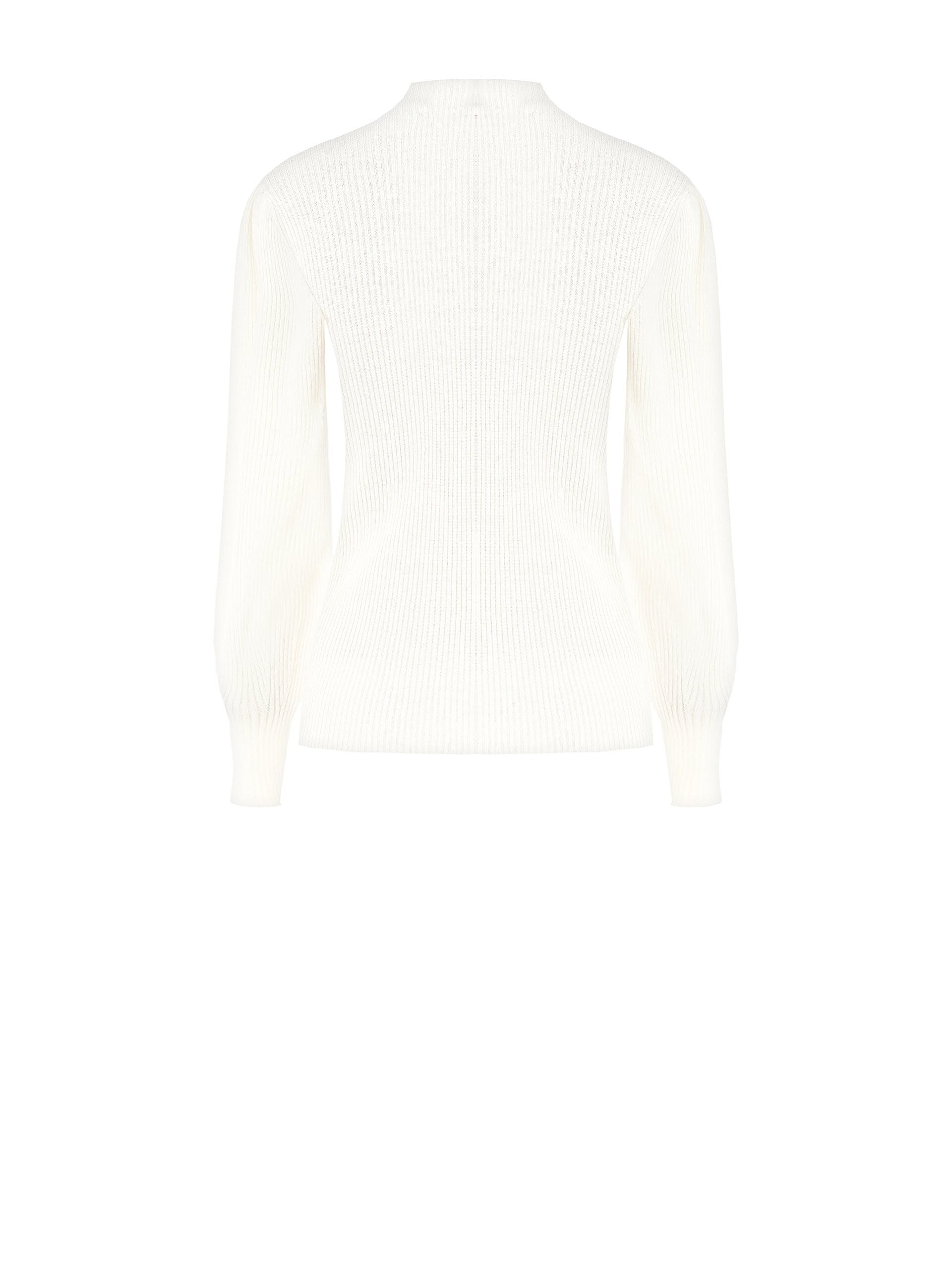 Ribbed Turtleneck Sweater With Puff Sleeves And Tone On Tone Buttons Rinascimento