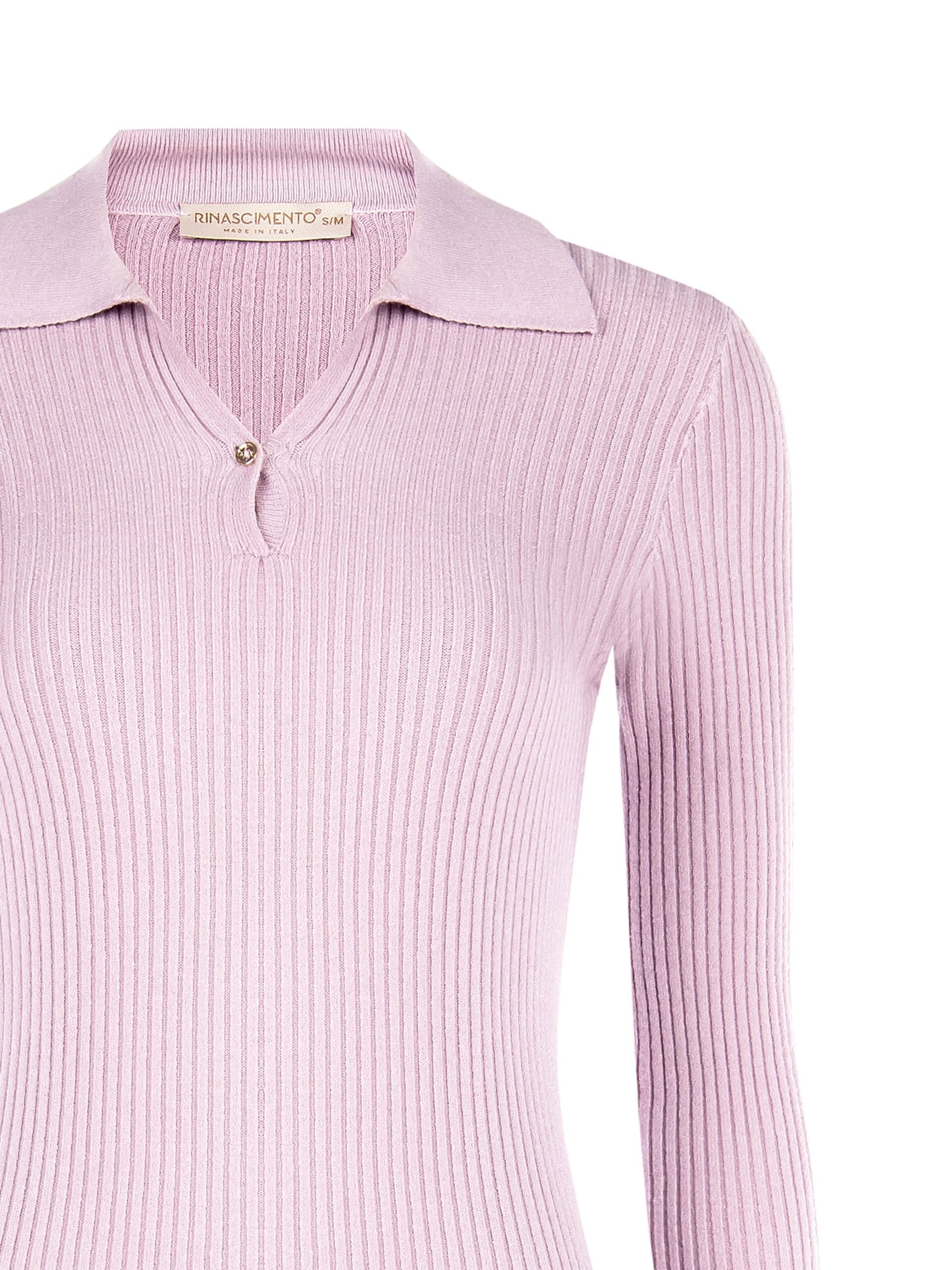 Maglione Polo Aderente In Maglia A Coste Rinascimento