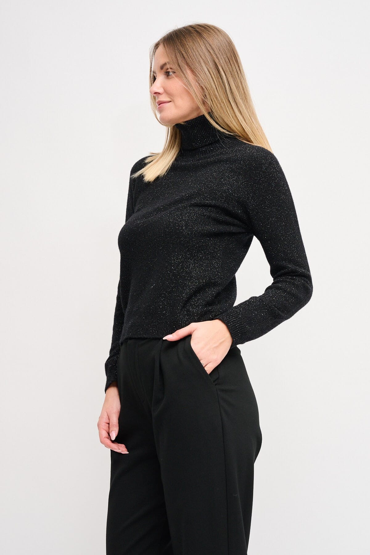 Maryley - Tricot à col montant en Lurex