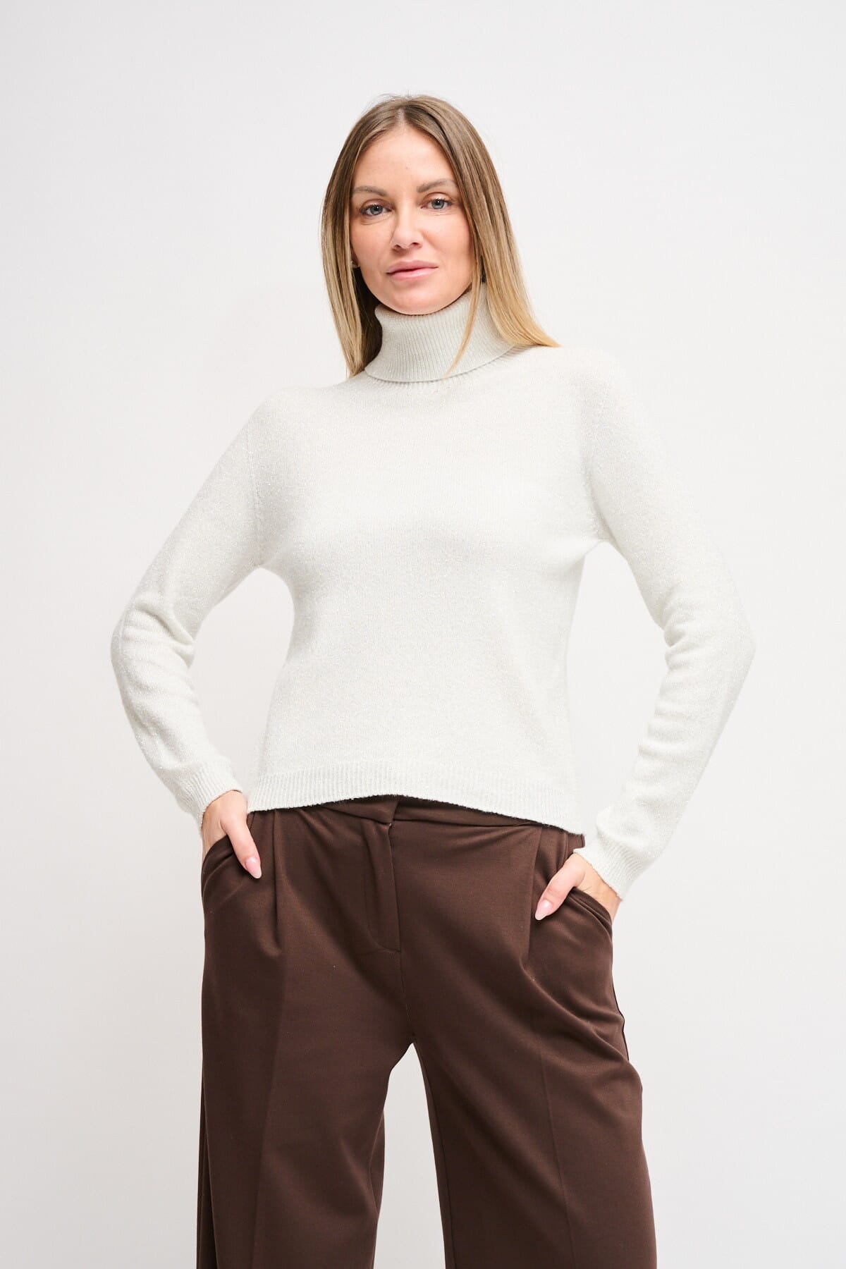 Maryley - Tricot à col montant en Lurex