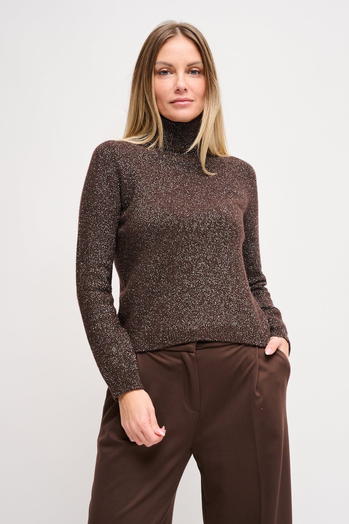 Maryley - Tricot à col montant en Lurex